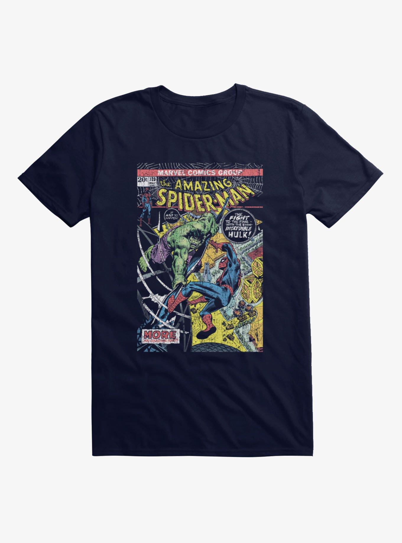 Marvel Comics Cover Hulk Punch Spider-Man T-Shirt, , hi-res