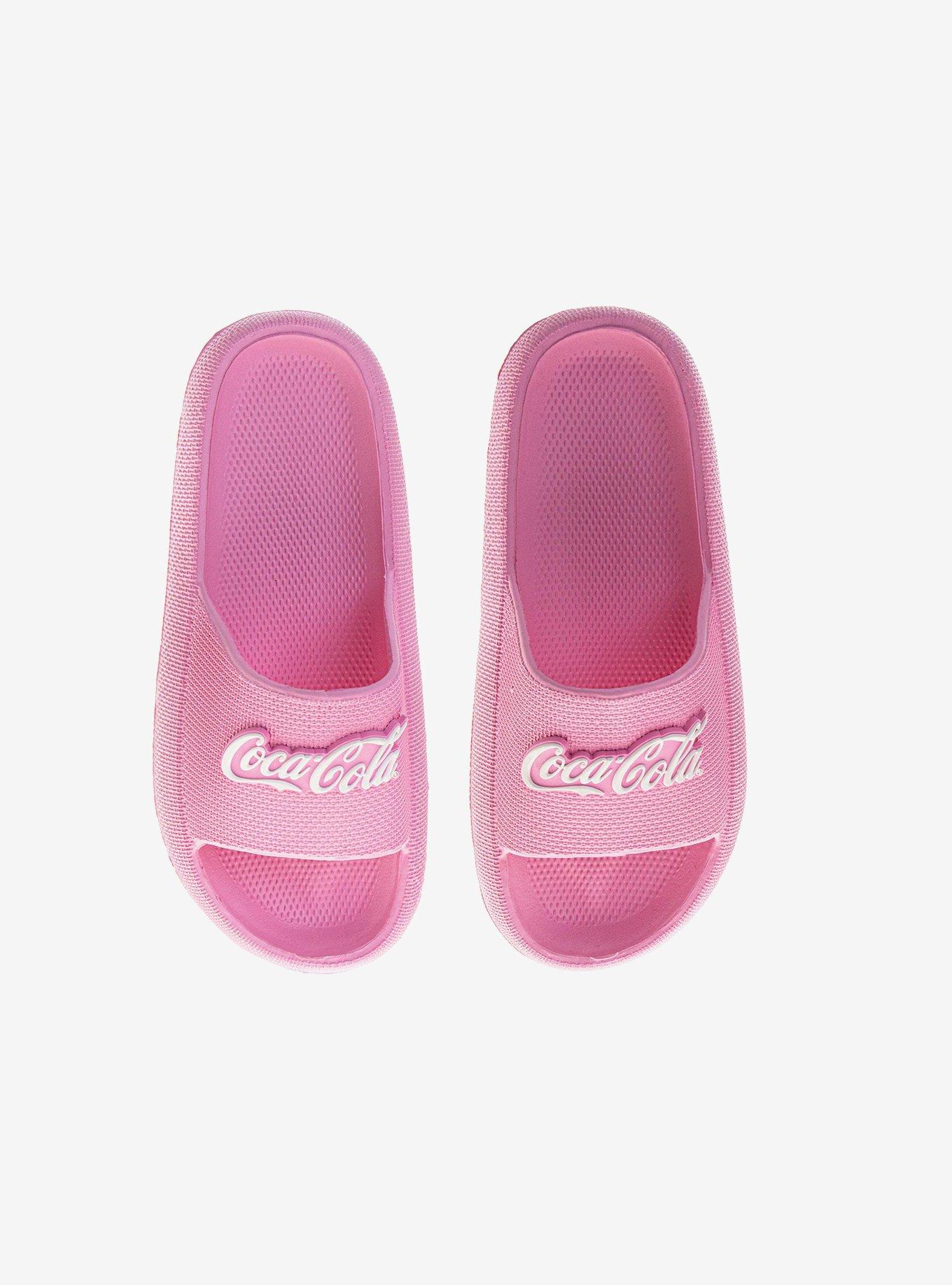 Coca-Cola Pink Script Slides Women Sandals, , hi-res