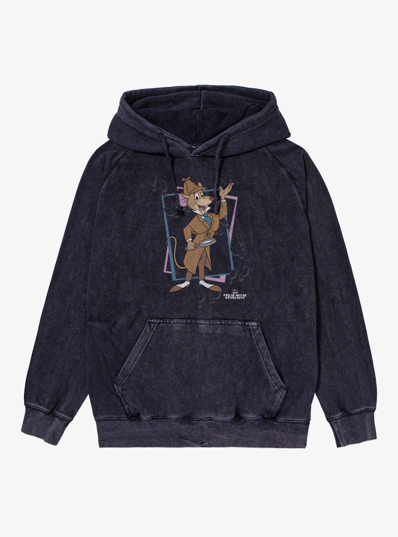 Disney The Great Mouse Detective Basil & Footprints Mineral Wash Hoodie, , hi-res