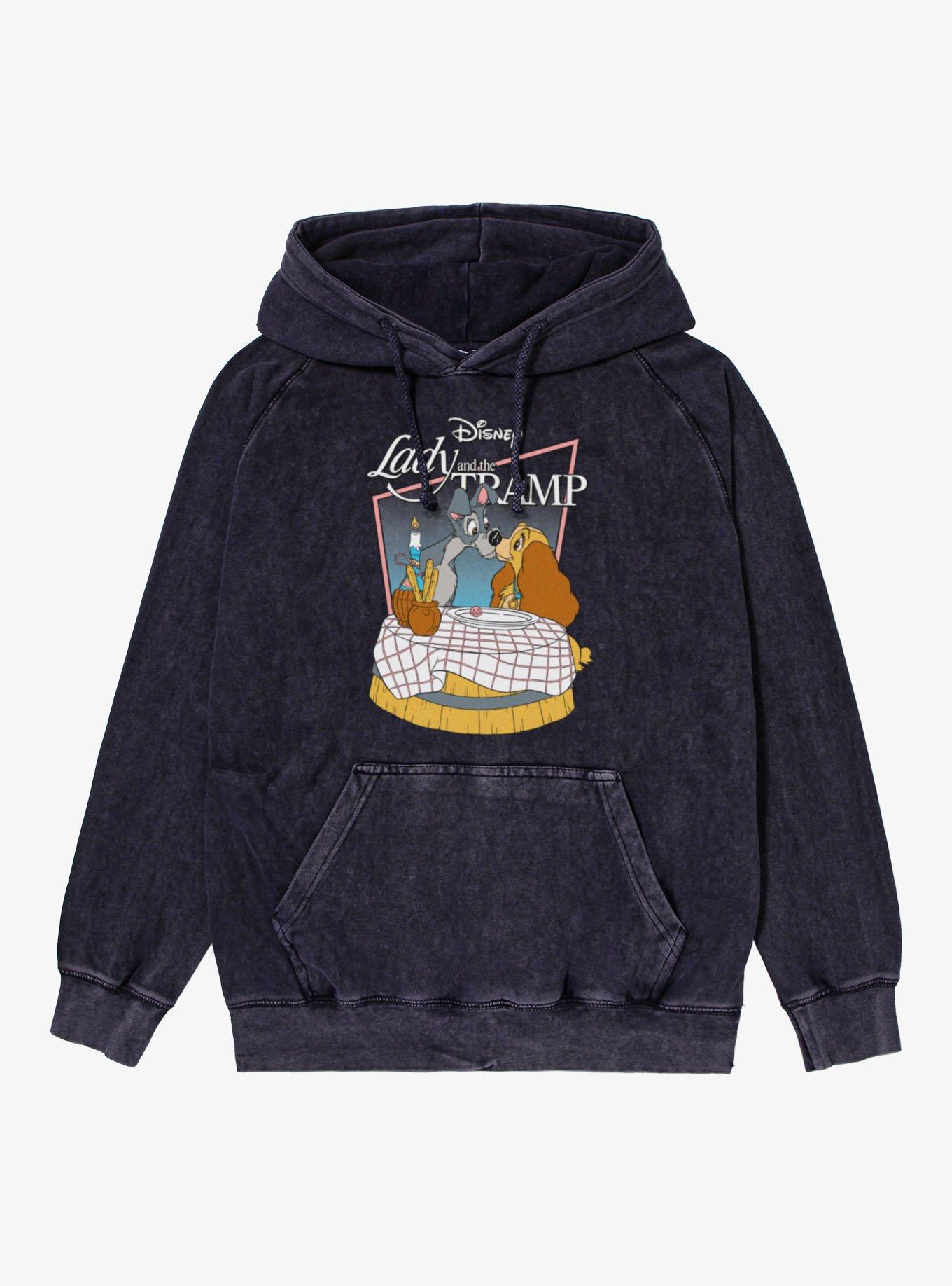 Disney Lady And The Tramp Dinner Kiss Mineral Wash Hoodie, , hi-res