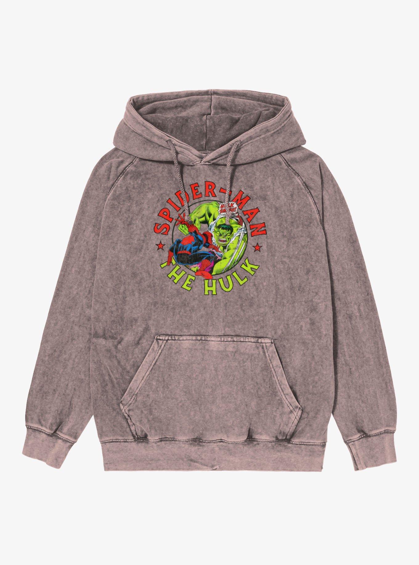Marvel Comics Hulk Smash Spider-Man Circle Mineral Wash Hoodie, , hi-res