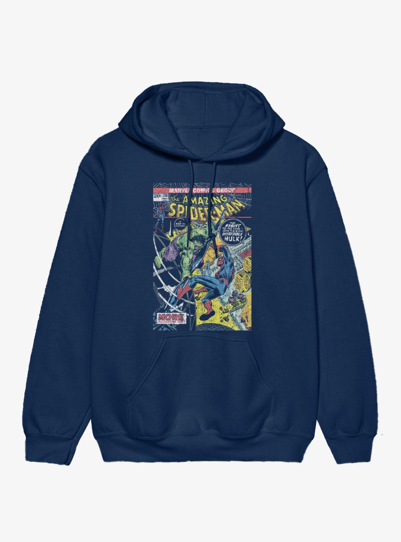 Marvel Comics Cover Hulk Punch Spider-Man Hoodie
