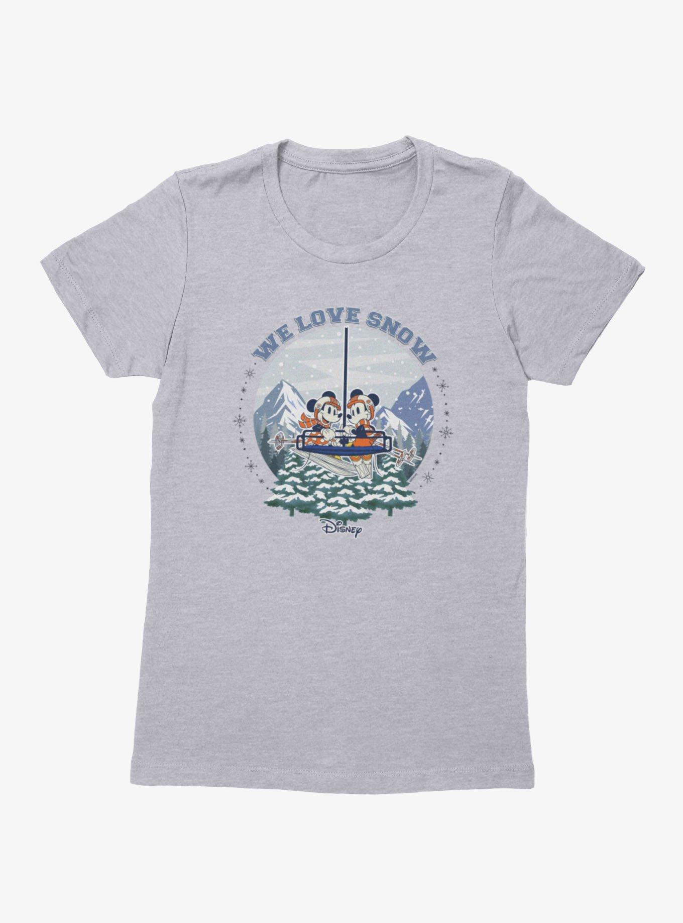 Disney Mickey Mouse And Minnie Mouse Winter Snow Globe We Love Snow Womens T-Shirt, , hi-res