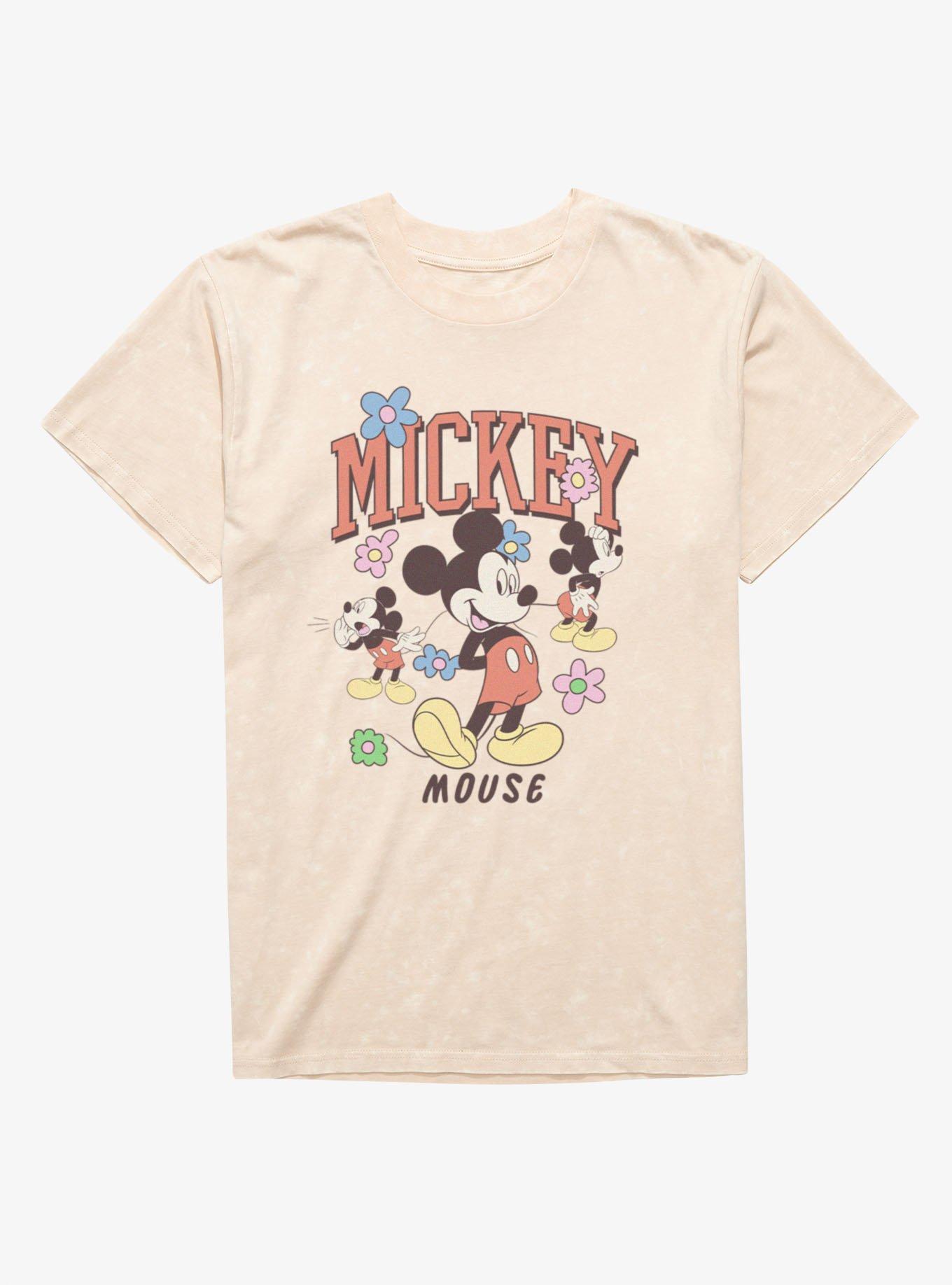 Disney Mickey Mouse Flower Collage Mineral Wash T-Shirt, NATURAL MINERAL WASH, hi-res view 1