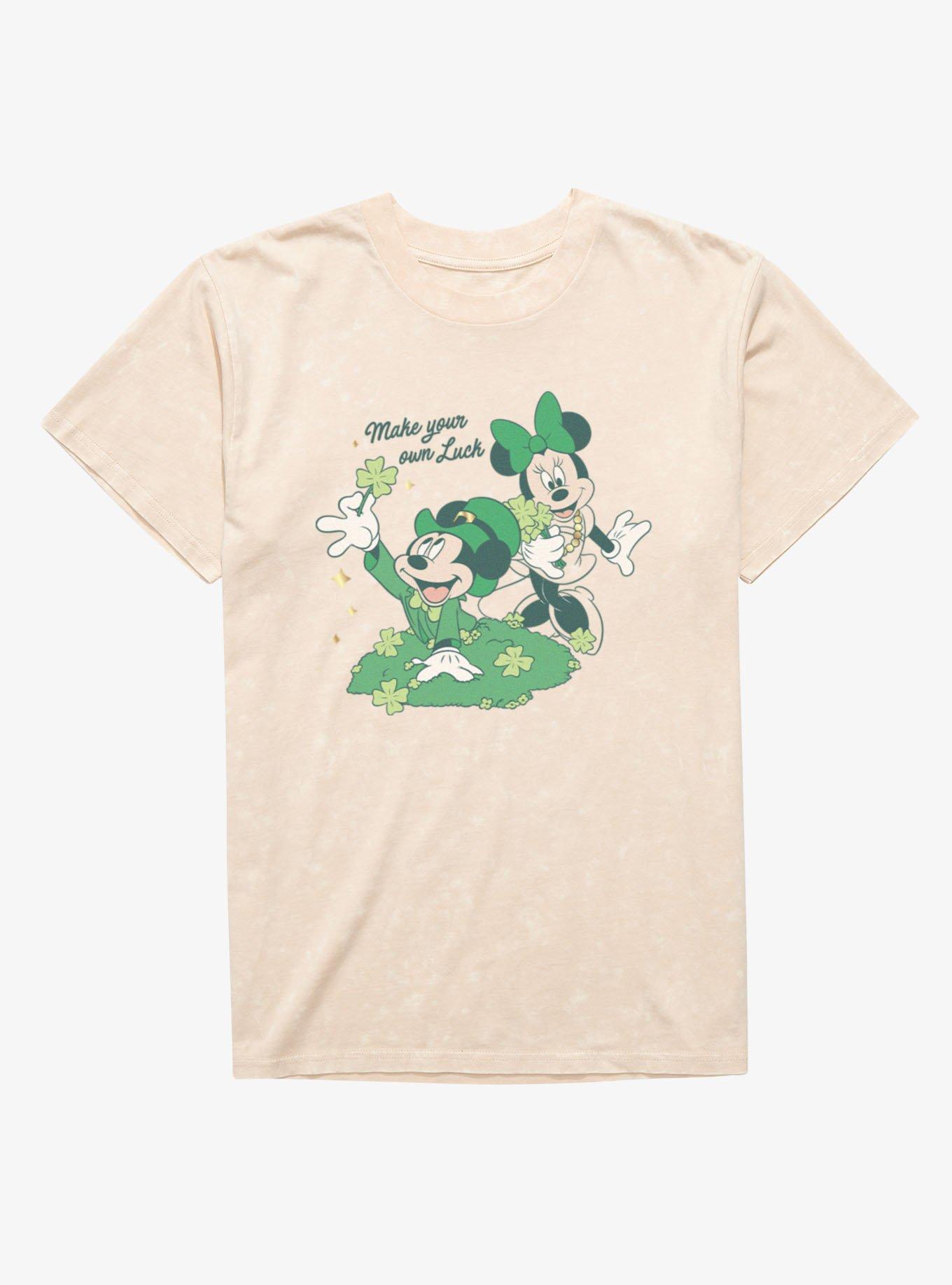 Disney Mickey Mouse And Minnie Mouse St. Patrick's Make Your Own Luck Mineral Wash T-Shirt, , hi-res