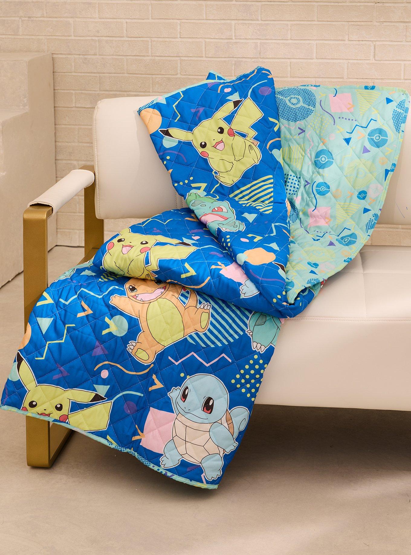 Pok&eacute;mon Characters Retro Print Reversible Quilted Throw - BoxLunch Exclusive, , hi-res