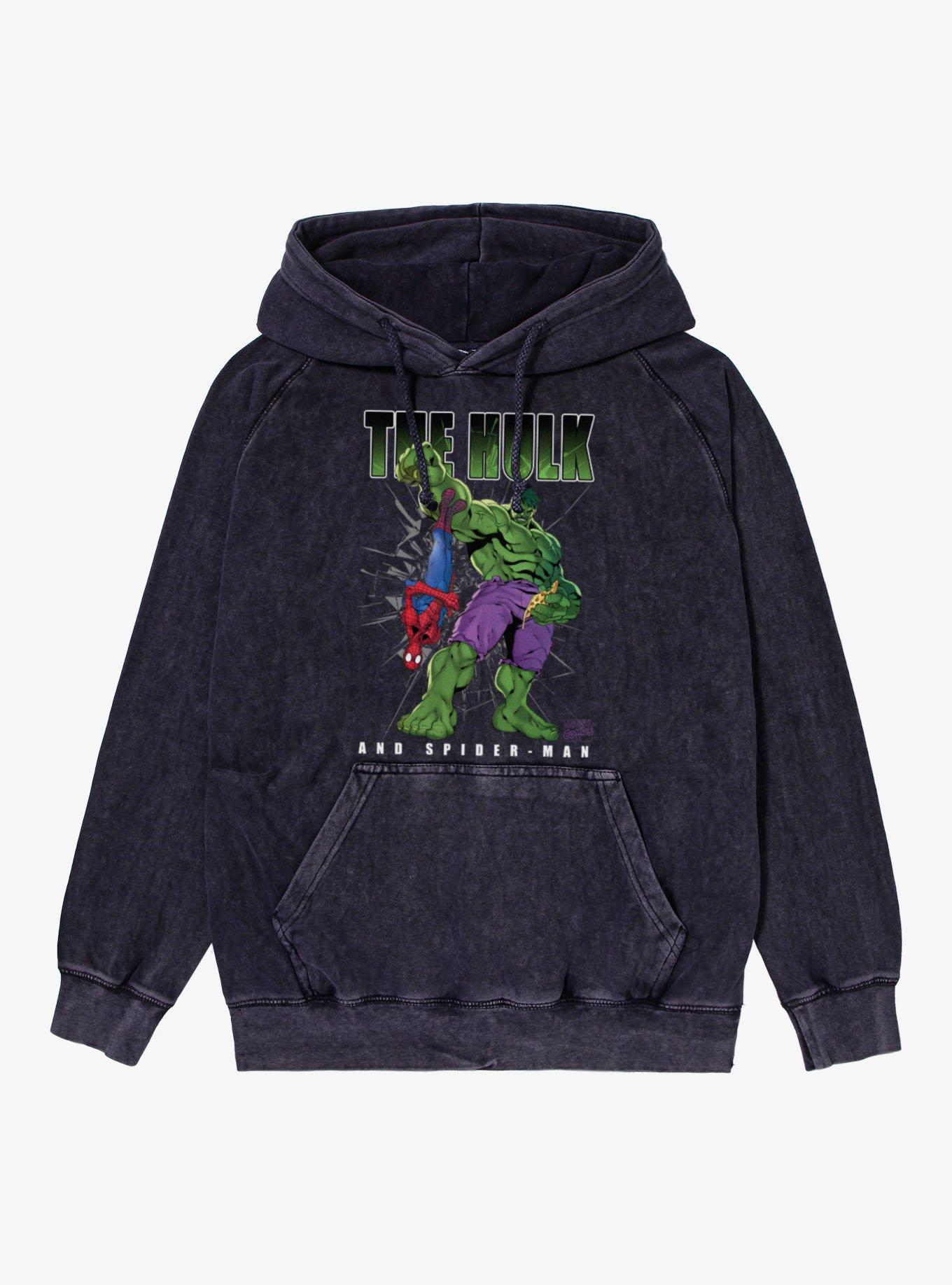 Marvel Comics The Hulk And Spider-Man Eating Pizza Hoodie, , hi-res