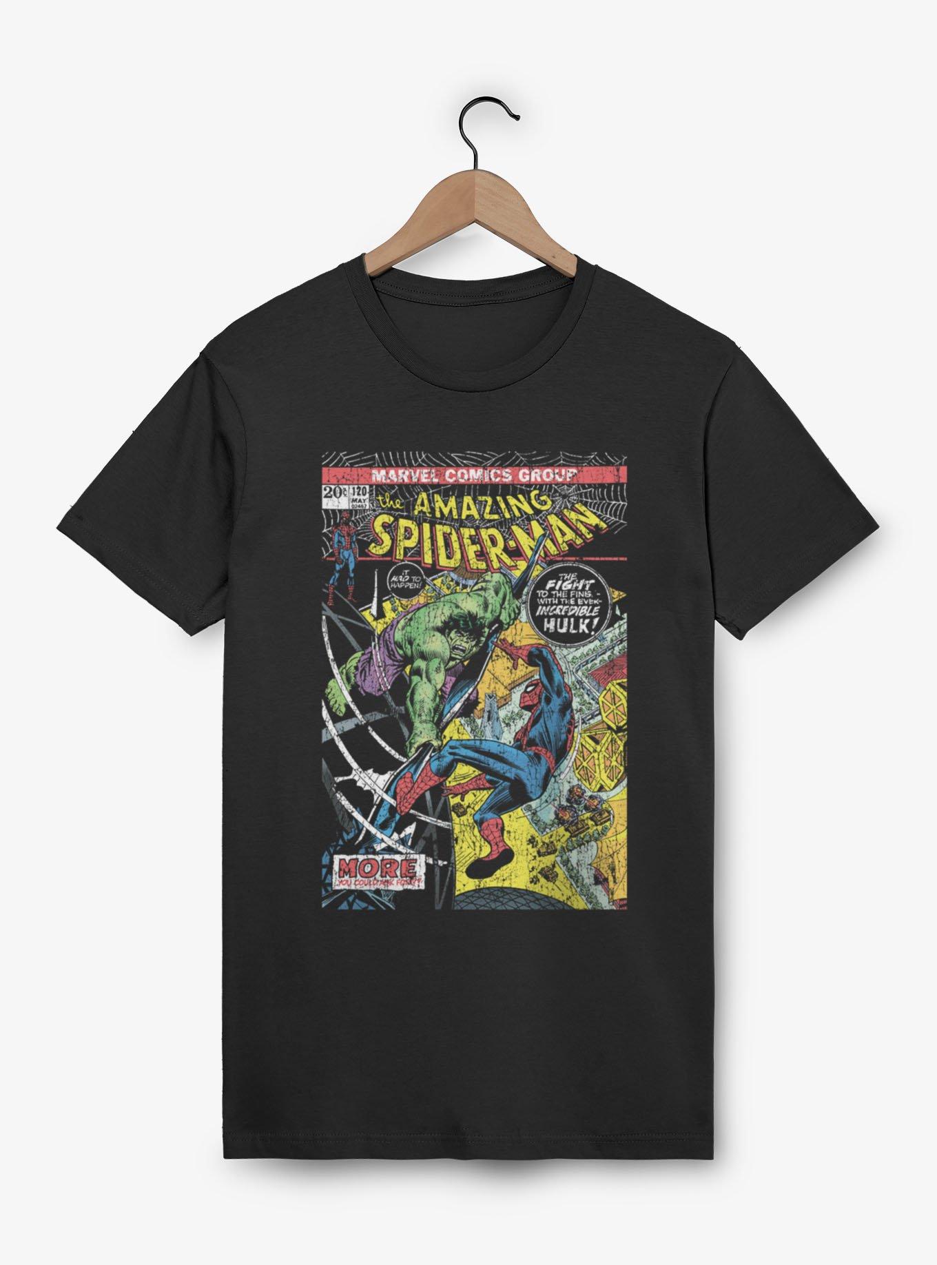 Marvel Comics Cover Hulk Punch Spider-Man T-Shirt, , hi-res