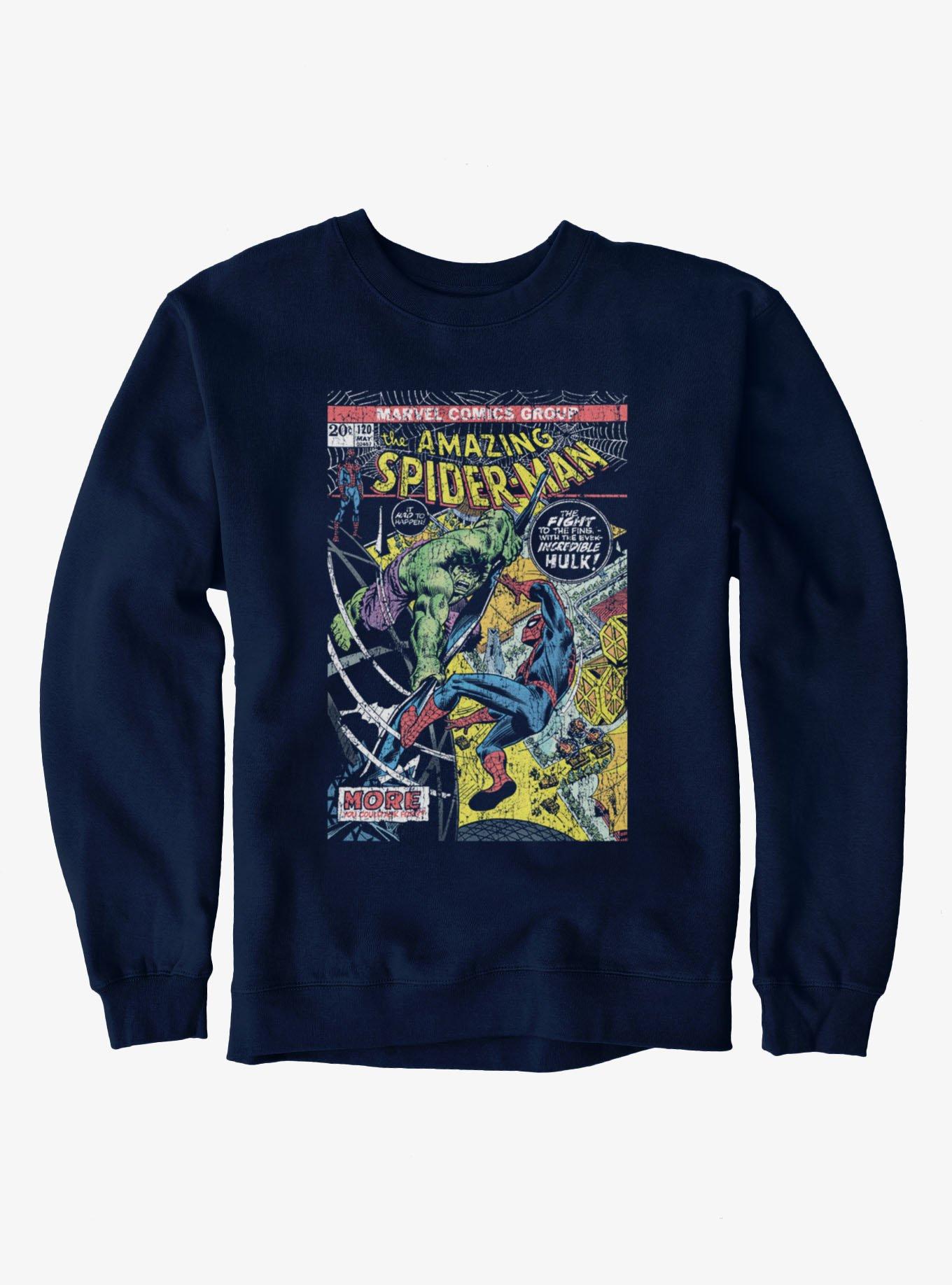 Marvel Comics Cover Hulk Punch Spider-Man Sweatshirt
