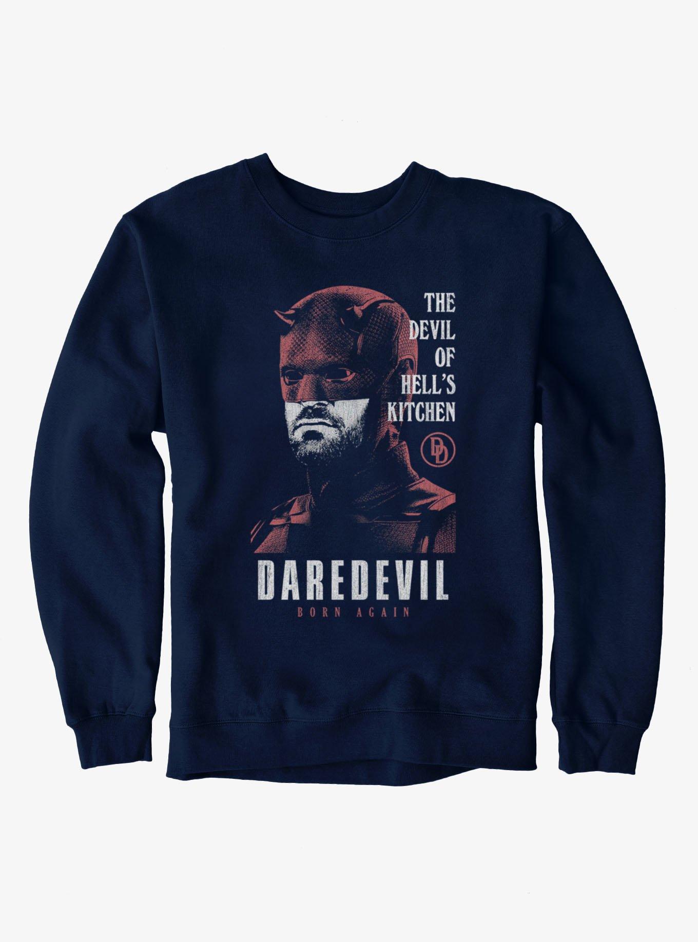 Daredevil Born Again Hell's Kitchen Devil Sweatshirt, NAVY, hi-res view 1