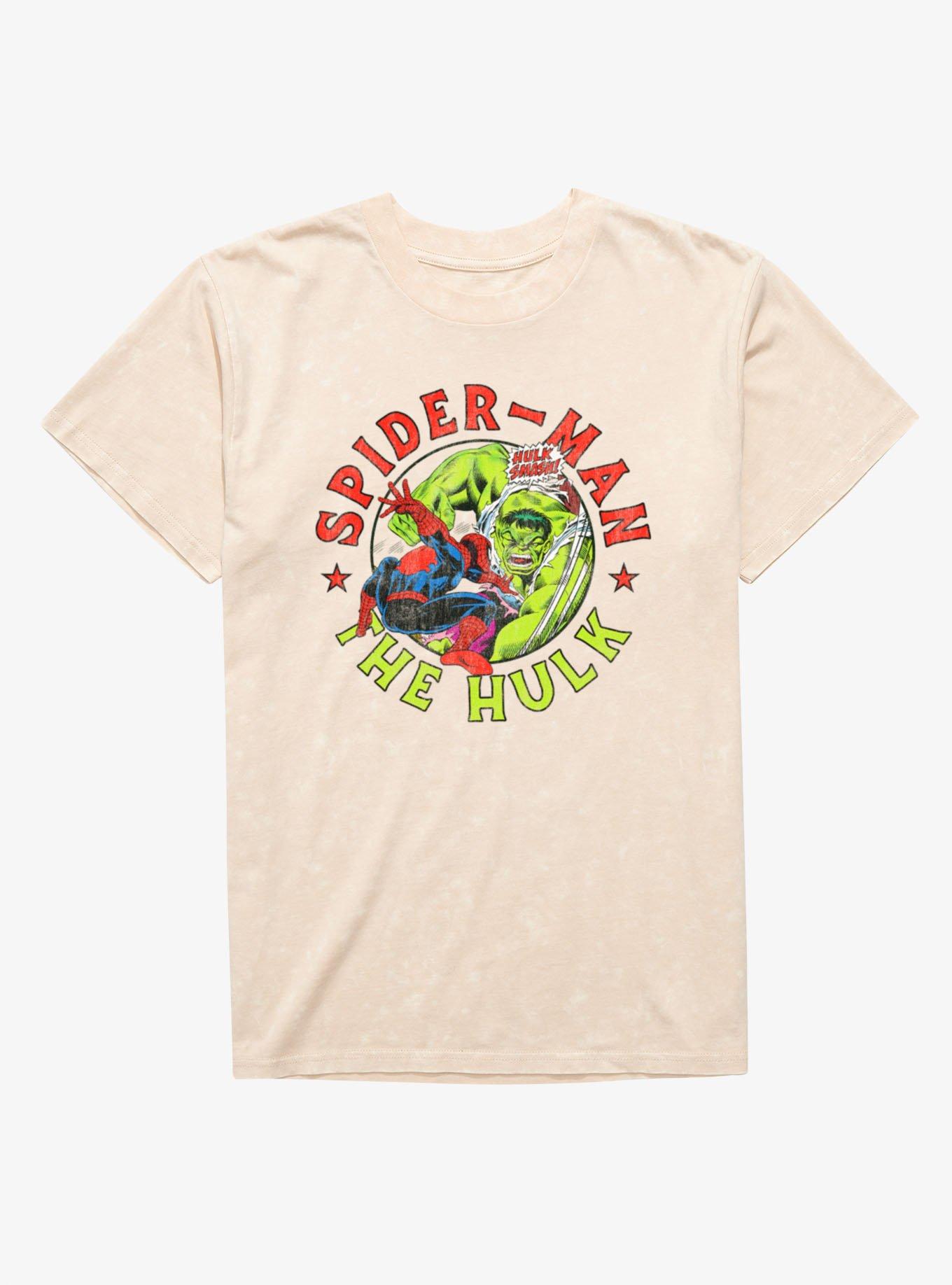 Marvel Comics Hulk Smash Spider-Man Circle Mineral Wash T-Shirt, , hi-res
