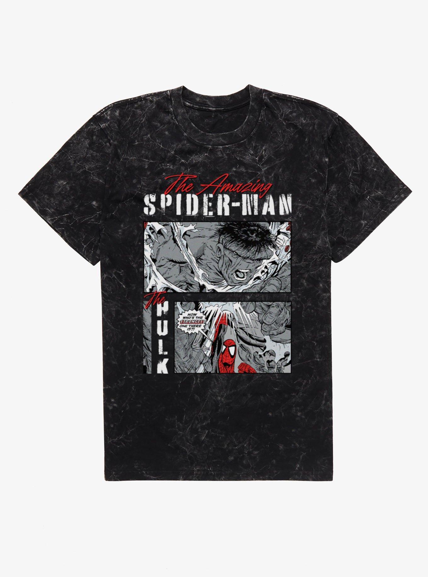 Marvel Comics Strongest One There Is Spider-Man and Hulk Mineral Wash T-Shirt