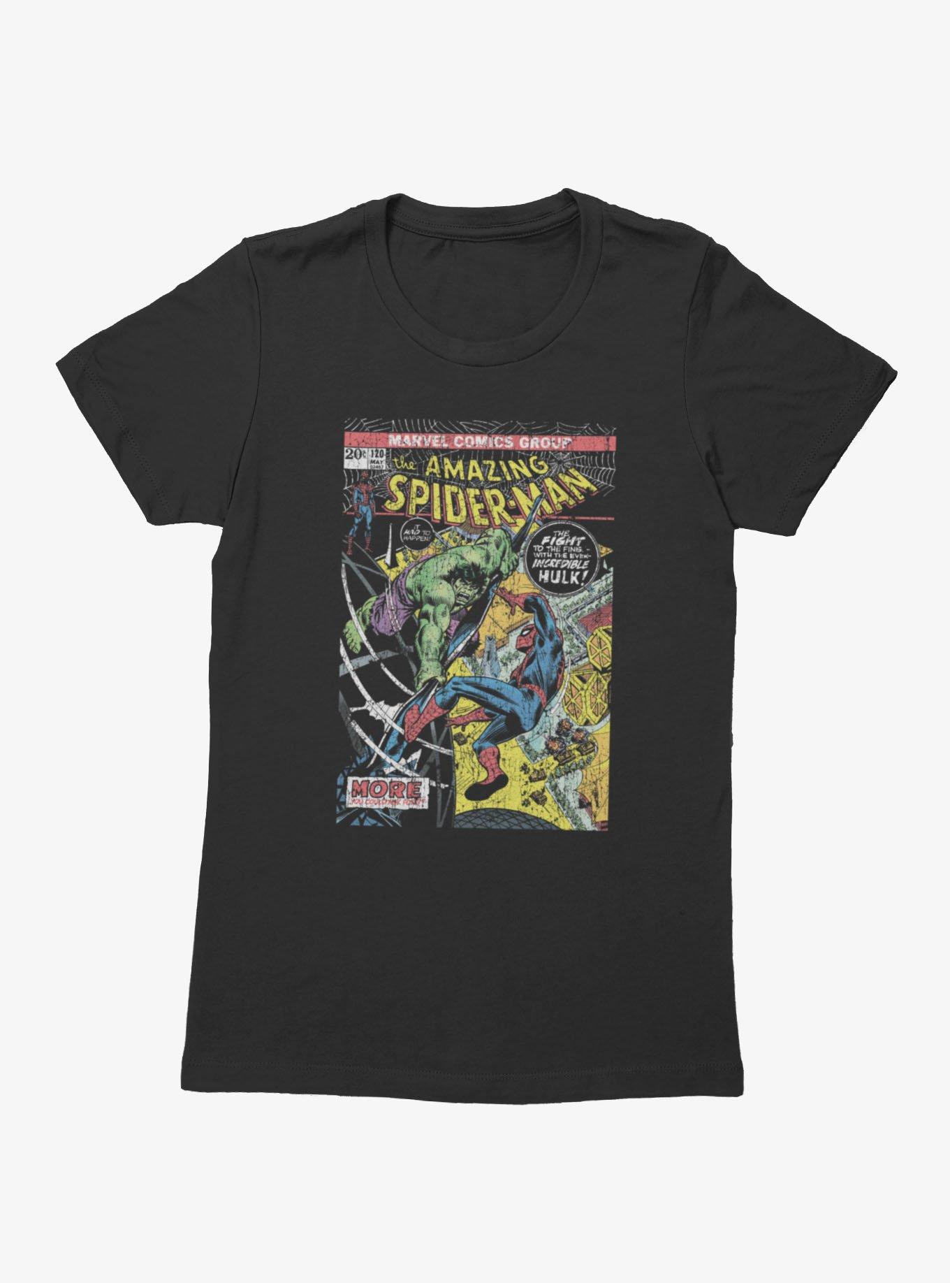 Marvel Comics Cover Hulk Punch Spider-Man Womens T-Shirt, , hi-res