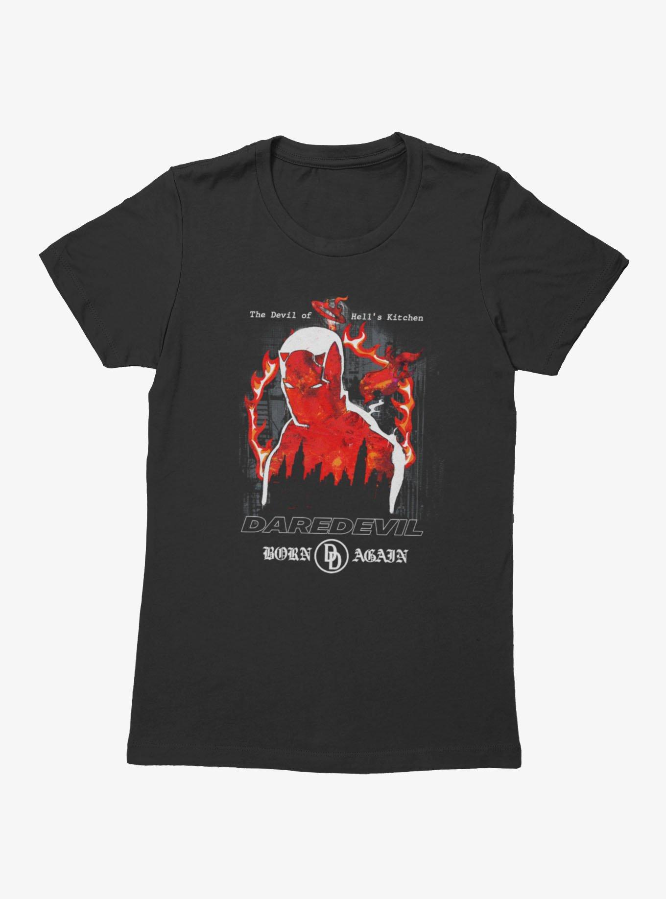 Daredevil Born Again Silhouette Of Flames Womens T-Shirt, , hi-res