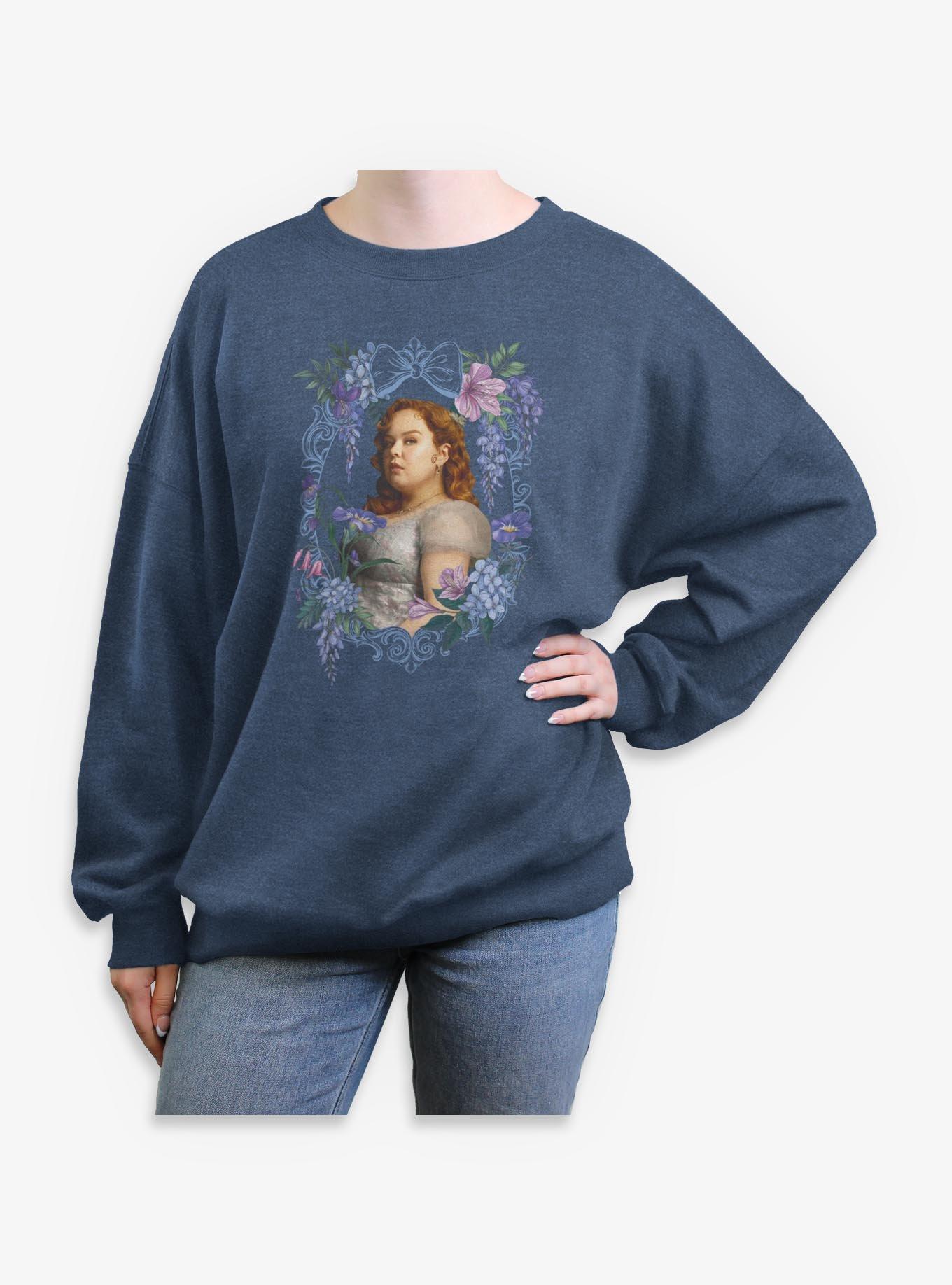 Bridgerton Floral Frame Penelope Girls Oversized Sweatshirt Hot Topic Exclusive, , hi-res