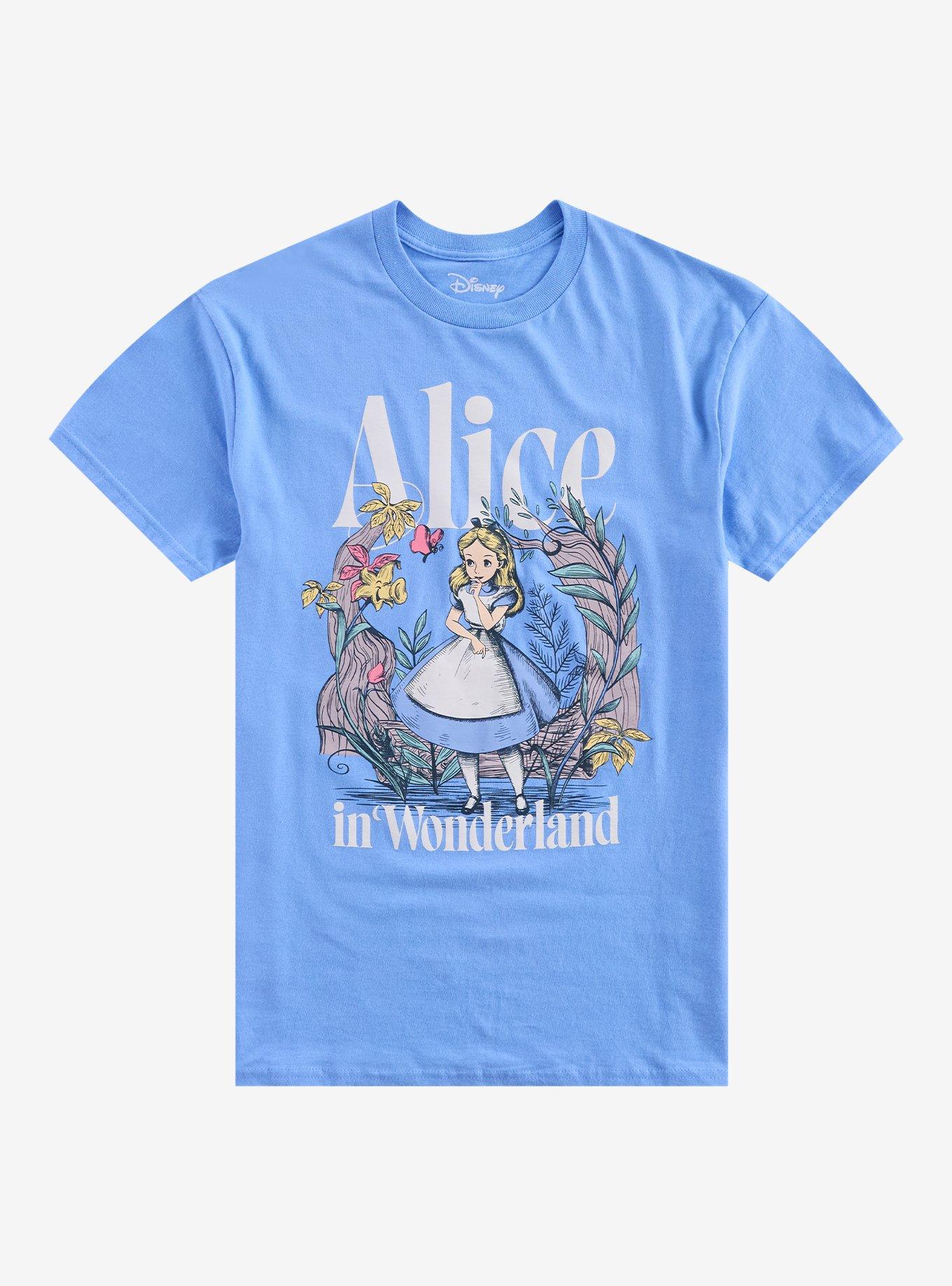Disney Alice In Wonderland Blue Floral T=Shirt, , hi-res
