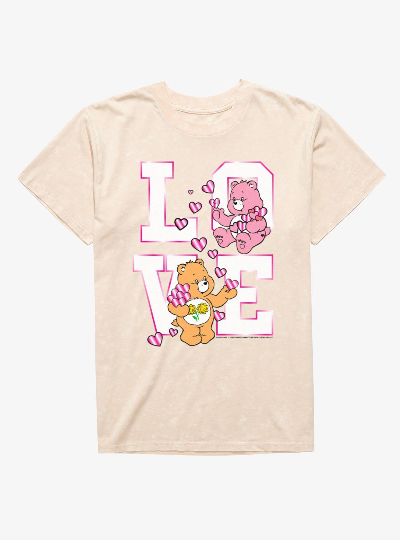Care Bears Friend And Love A Lot Bear Love Stack Mineral Wash T-Shirt