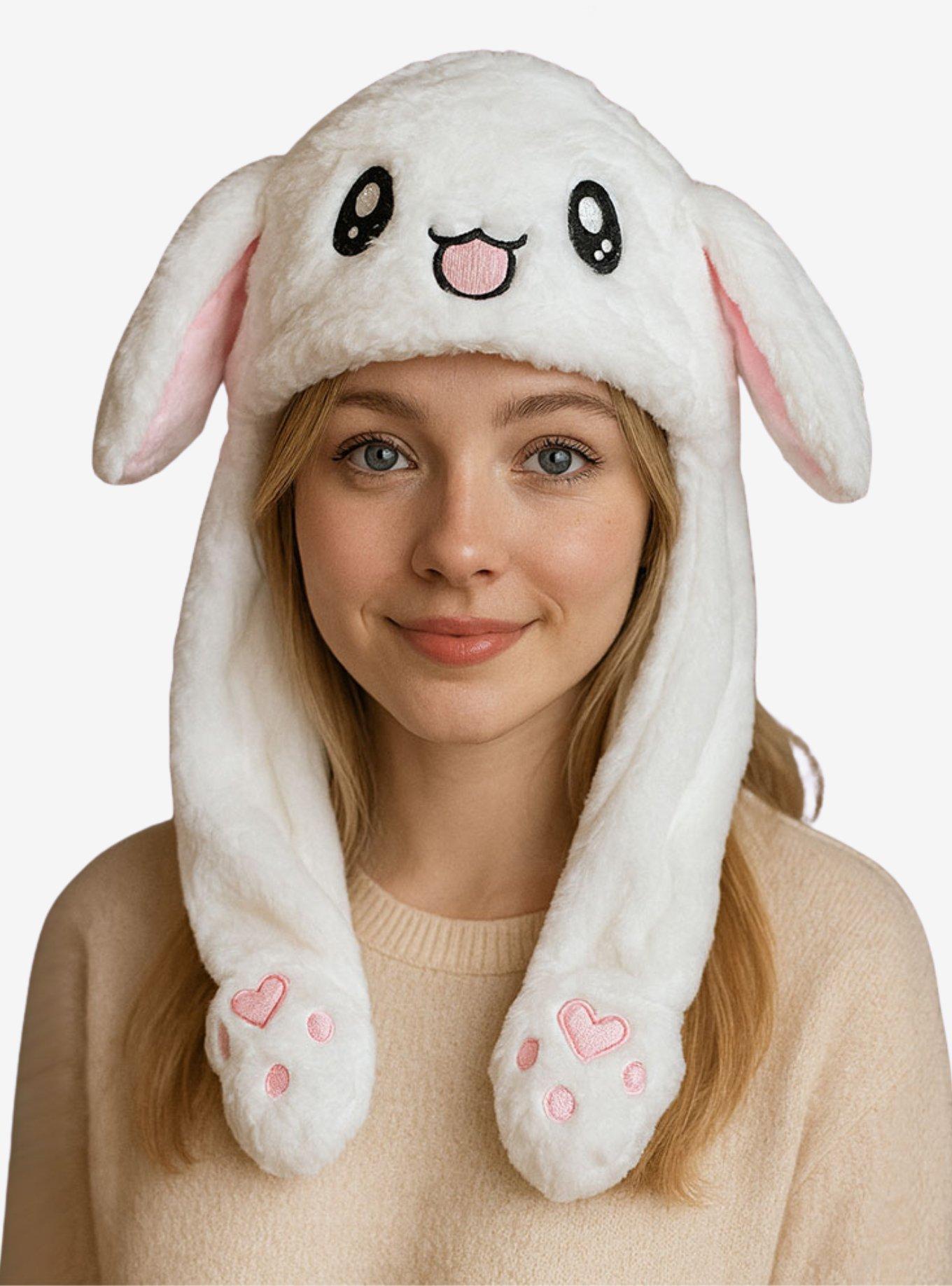 Plush Bunny Ear Flaps Beanie, , hi-res