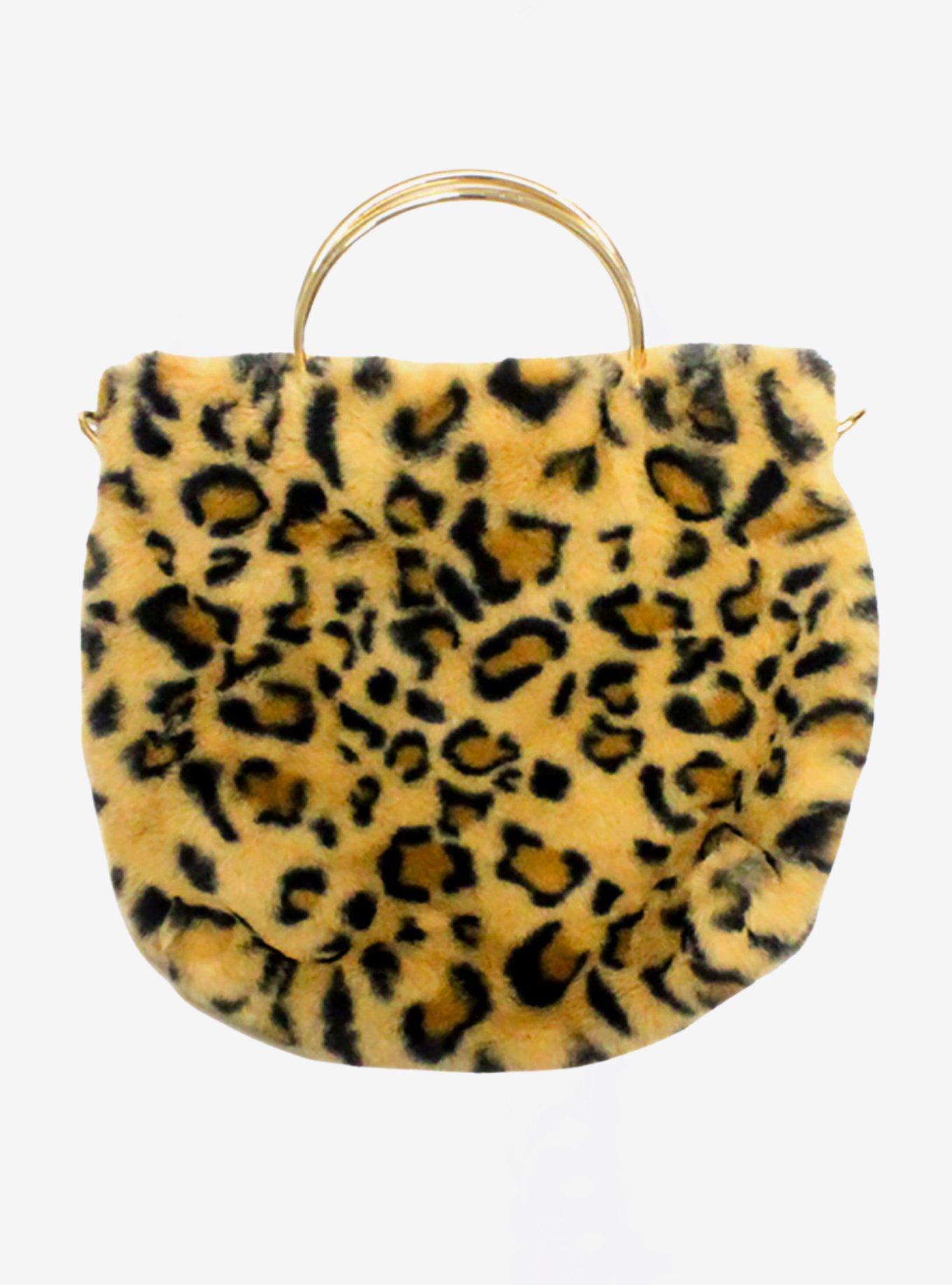 Leopard Animal Print Faux Fur Tote Crossbody Bag, , hi-res