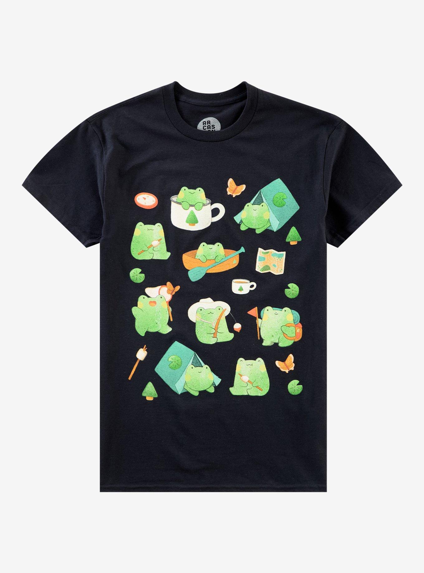Frog Camping Collage T-Shirt By Arcasian, , hi-res