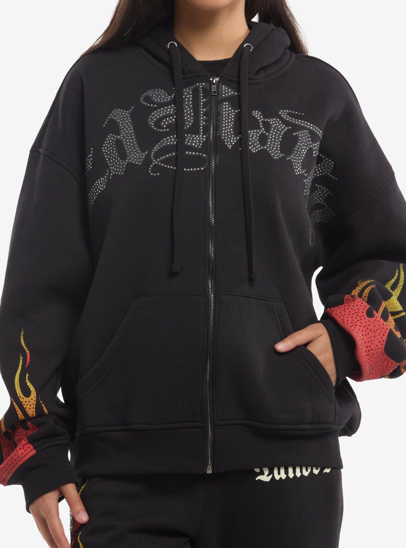 Ed Hardy Flame & Skull Rhinestone Hoodie, , hi-res