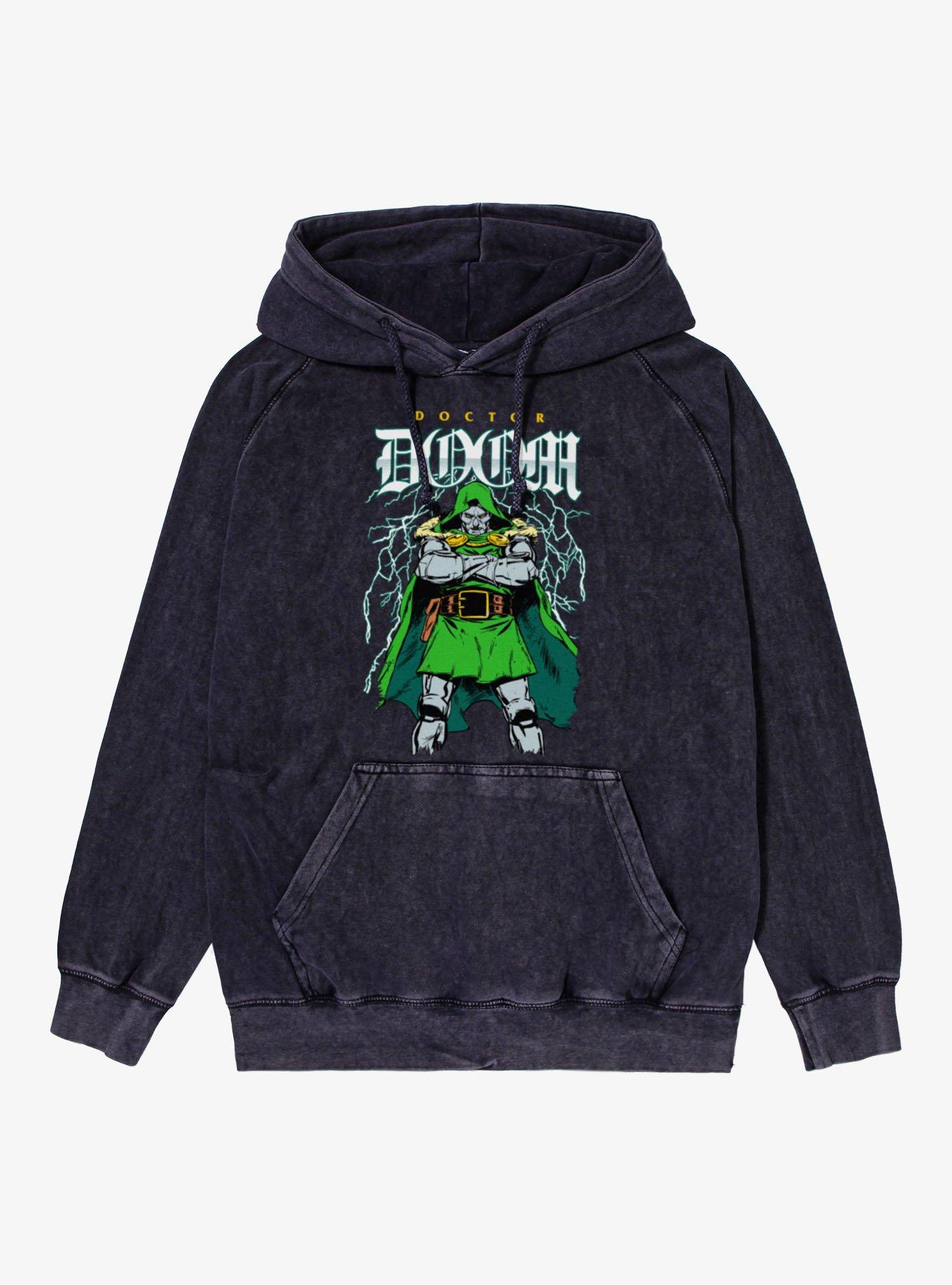 Marvel Dr Doom Lightning Stance Mineral Wash Hoodie, , hi-res