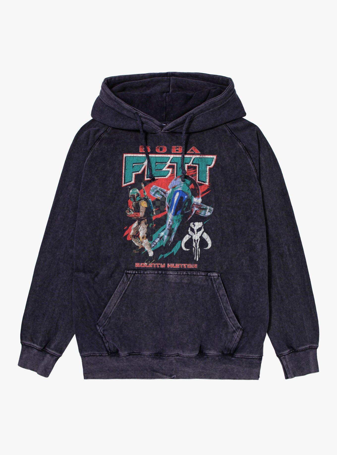 Star Wars Boba Fett Ship Racing Flag Retro Mineral Wash Hoodie, , hi-res