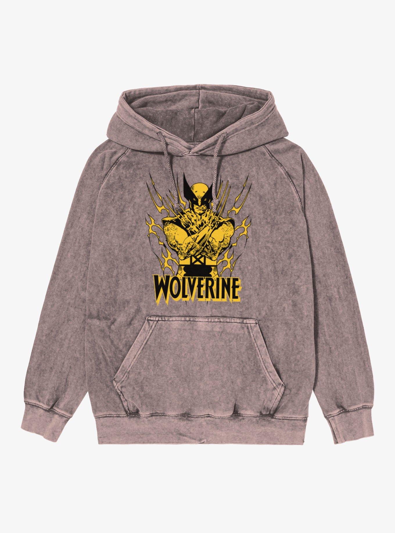 Marvel X-Men Wolverine Claws Up Mineral Wash Hoodie, , hi-res