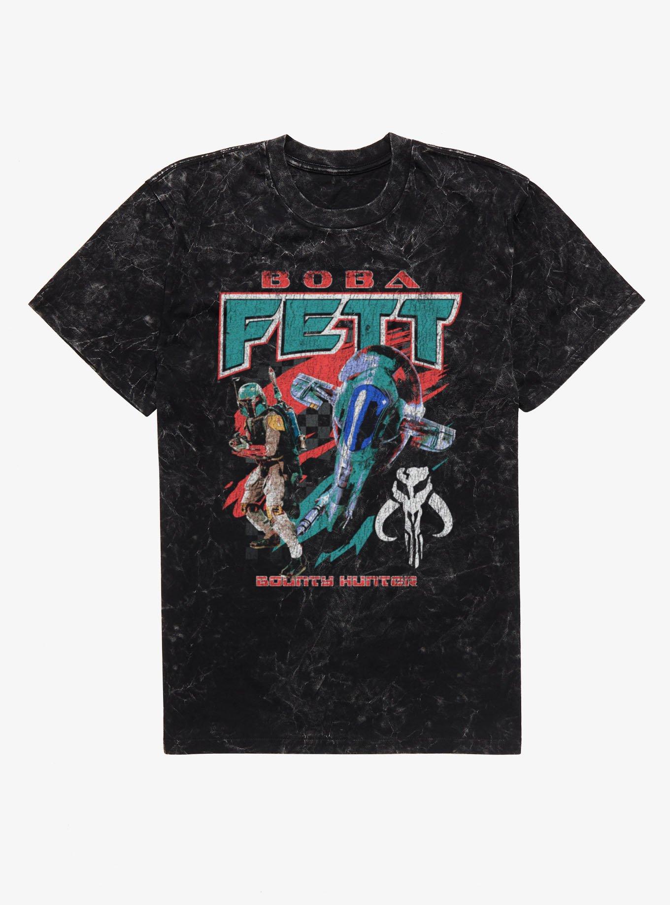 Star Wars Boba Fett Ship Racing Flag Retro Mineral Wash T-Shirt, , hi-res