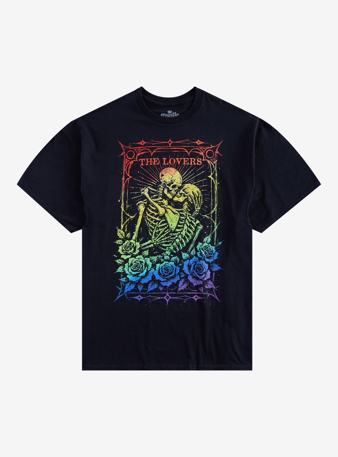 The Lovers Skeletons Rainbow T-Shirt By Goodie Two Sleeves, , hi-res