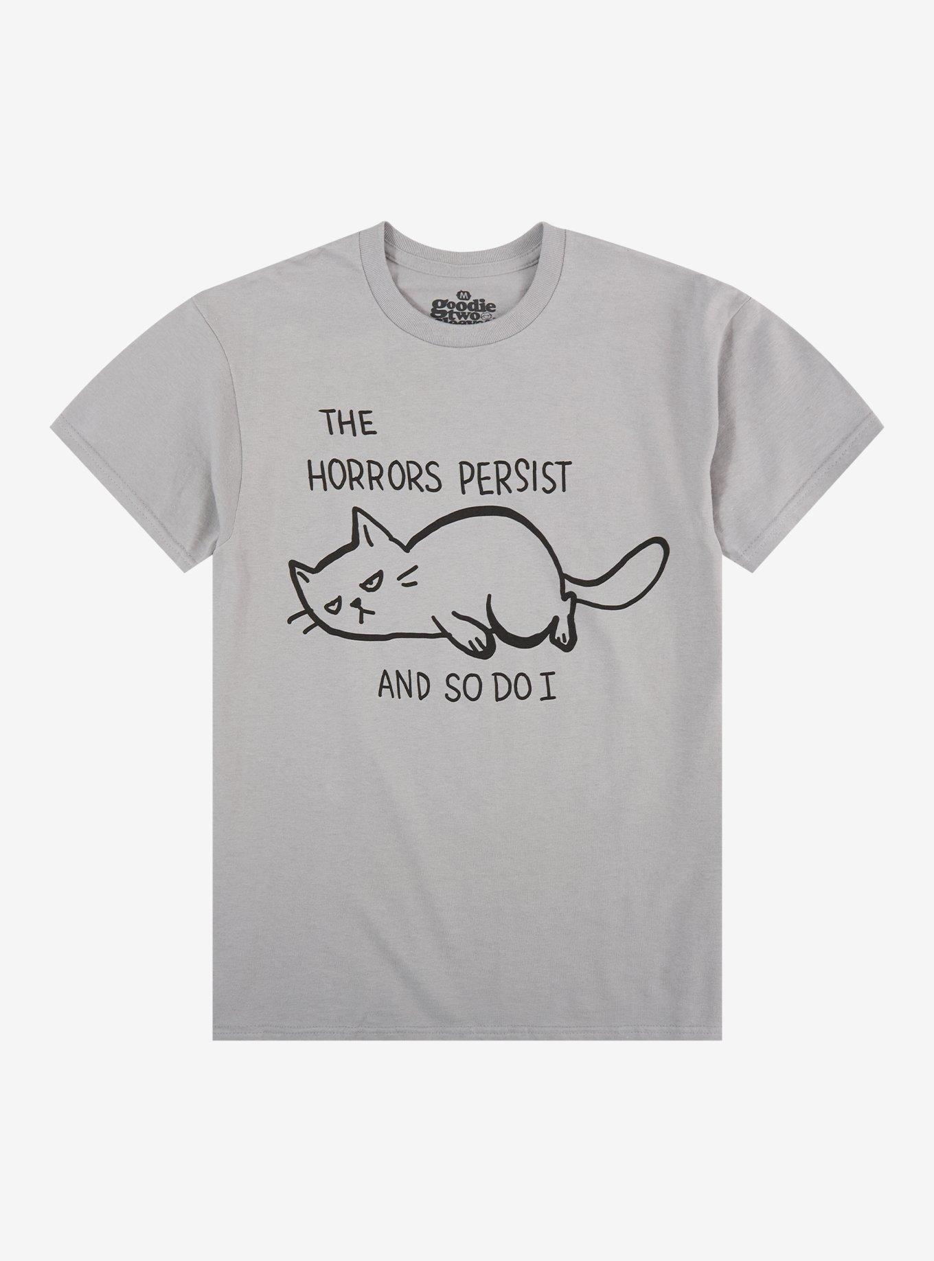 The Horrors Persist Cat T-Shirt By Goodie Two Sleeves, , hi-res