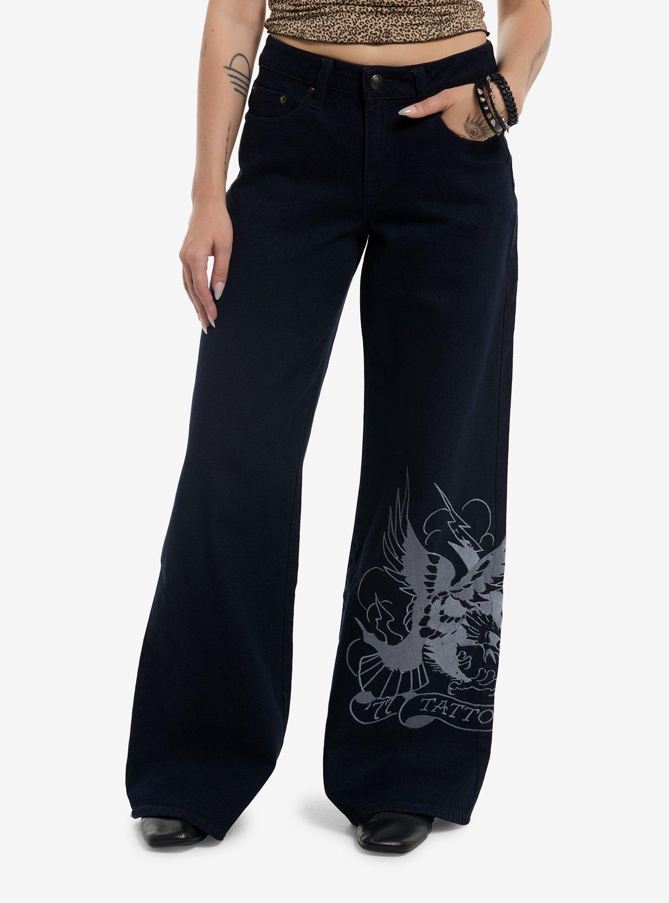 Ed Hardy Snake Wide Leg Jeans, , hi-res