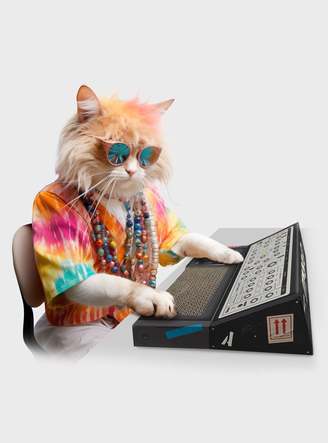 Cat Playhouse Cardboard Synthesiser Scratch Toy, , hi-res