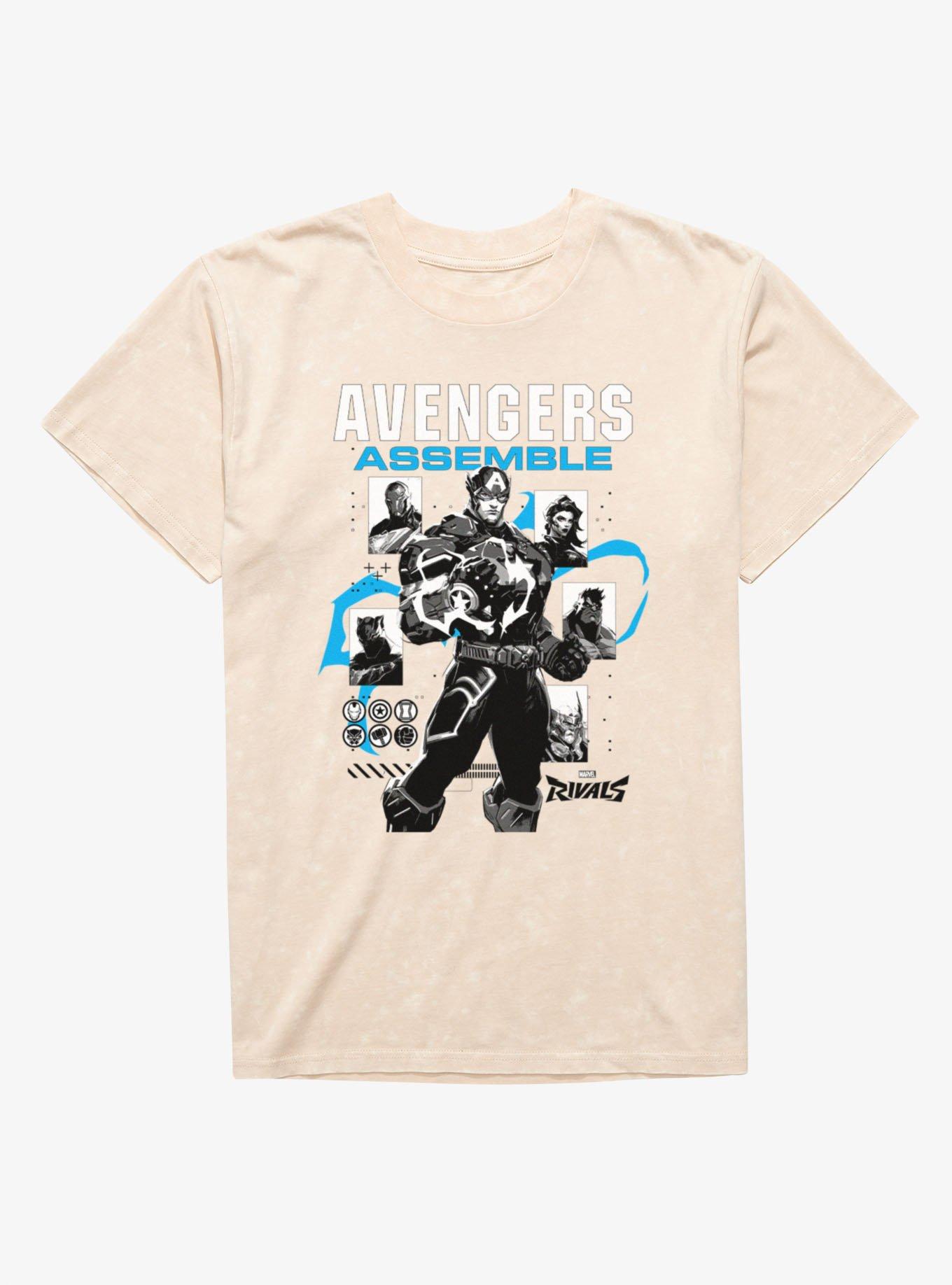 Marvel Rivals Captain America Avengers Assemble Mineral Wash T-Shirt, , hi-res