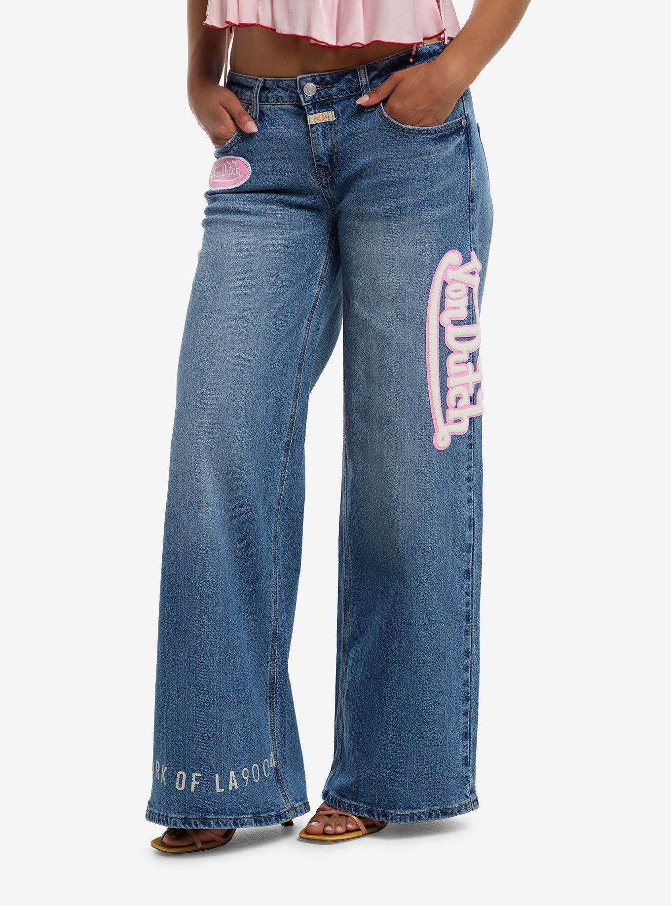 Von Dutch Patch Wide Leg Jeans, , hi-res