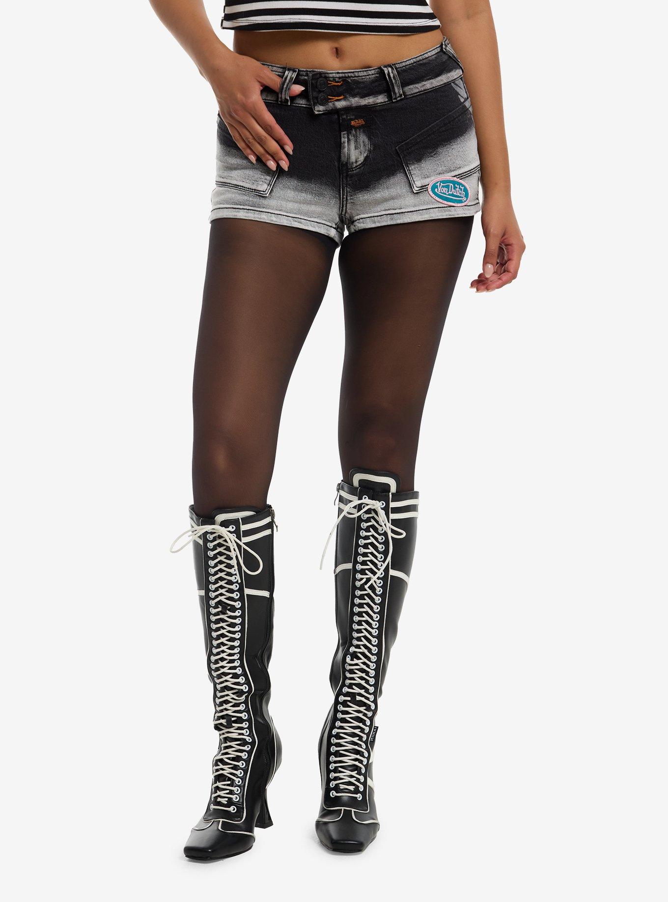 Von Dutch Black Wash Micro Denim Shorts, , hi-res