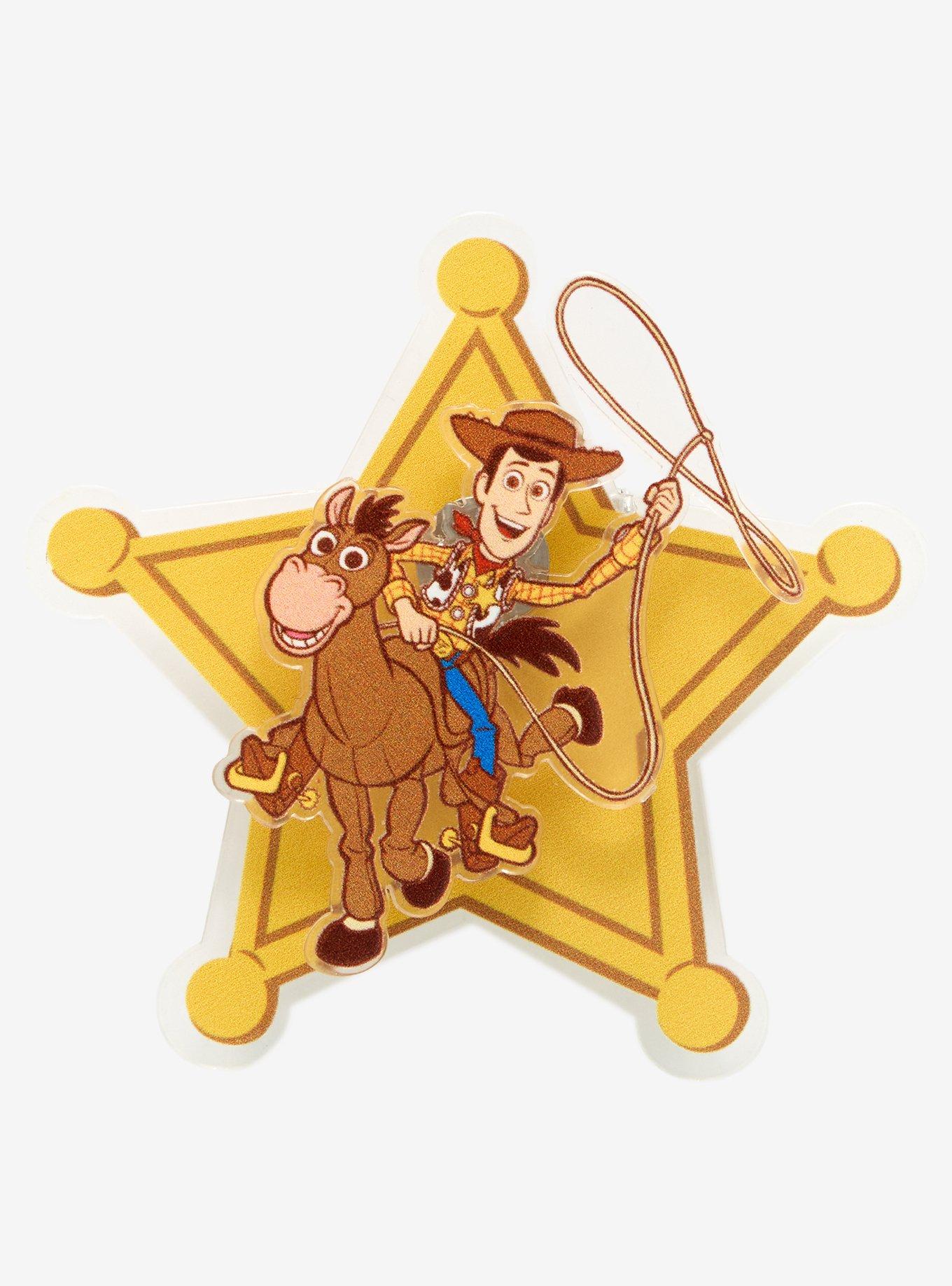 Disney Pixar Toy Story Woody Badge Spinner Acrylic Pin | Hot Topic