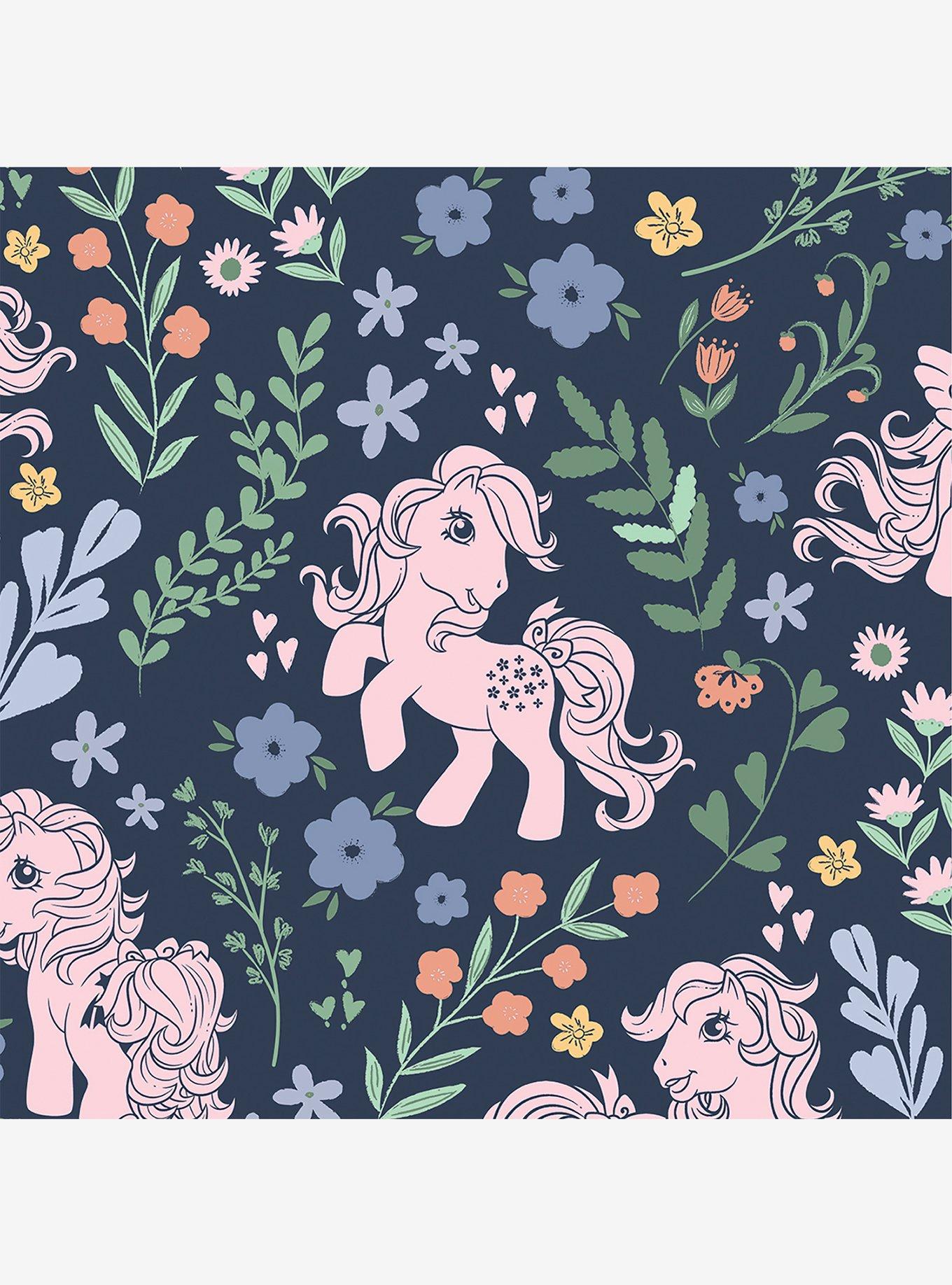 My Little Pony Retro Floral Blue Wallpaper, , hi-res