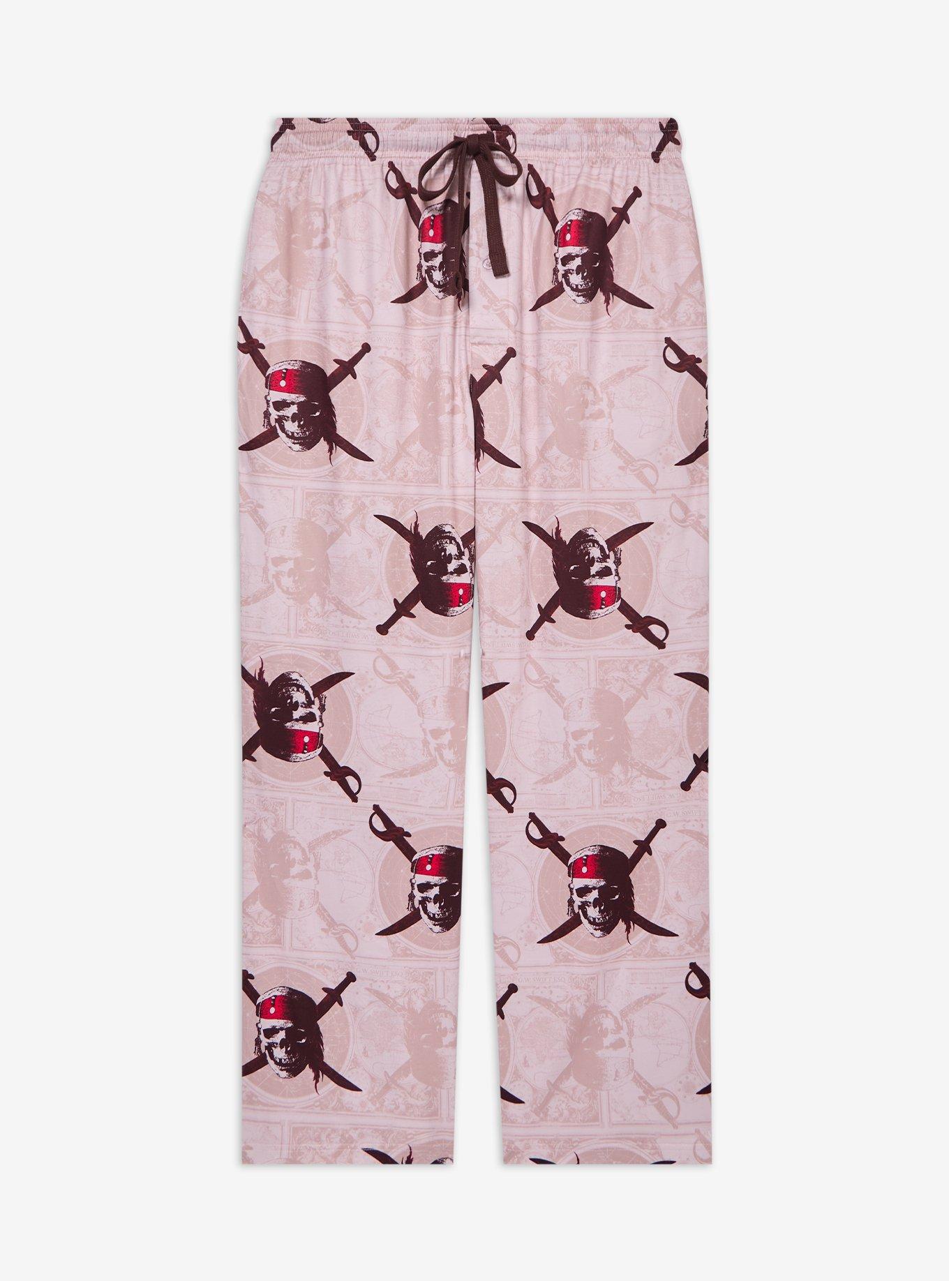 Disney Pirates of the Caribbean Jack Sparrow Jolly Roger Allover Print Sleep Pants - BoxLunch Exclusive, , hi-res