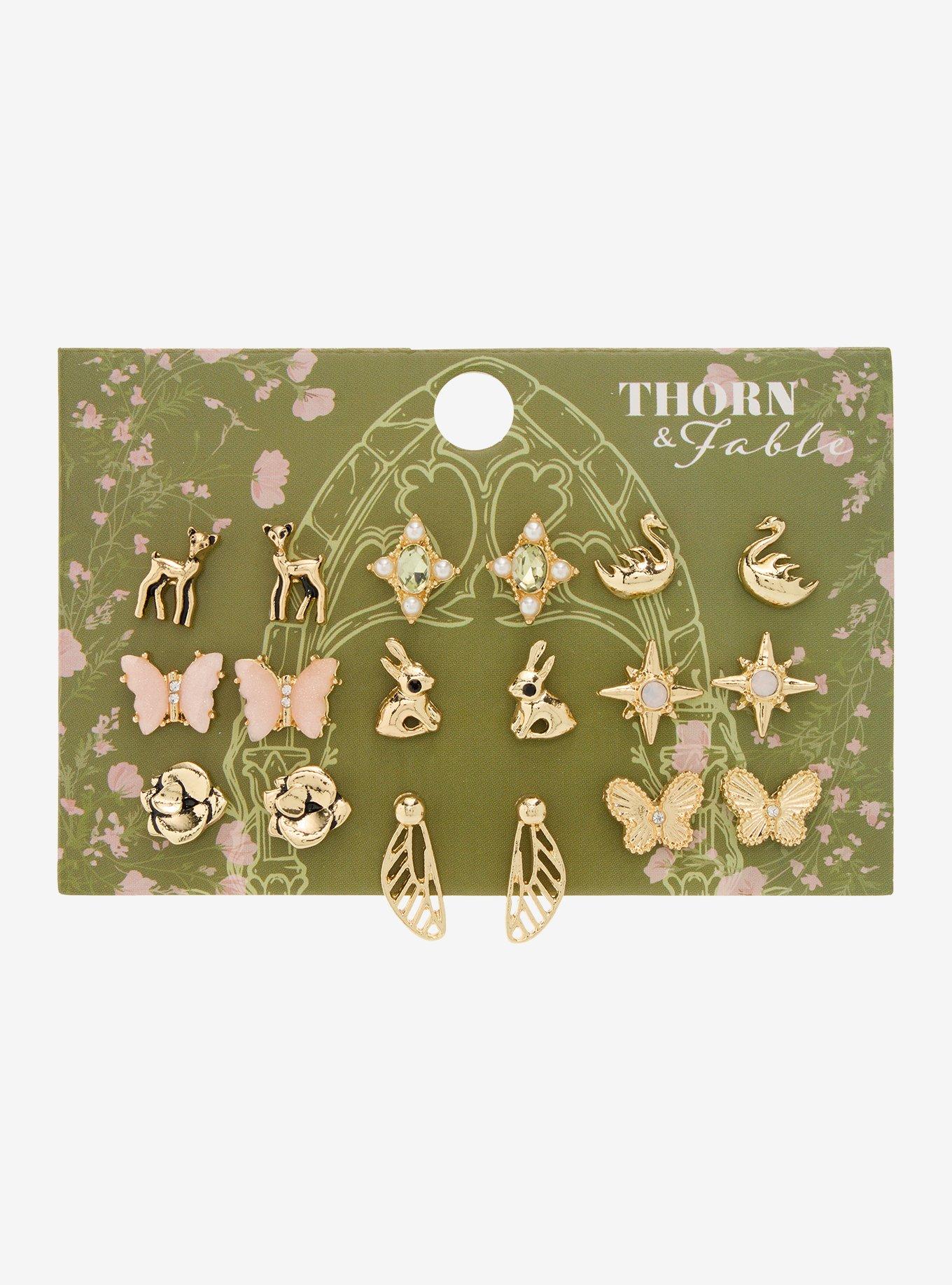 Thorn & Fable Woodland Fairy Stud Earring Set, , hi-res