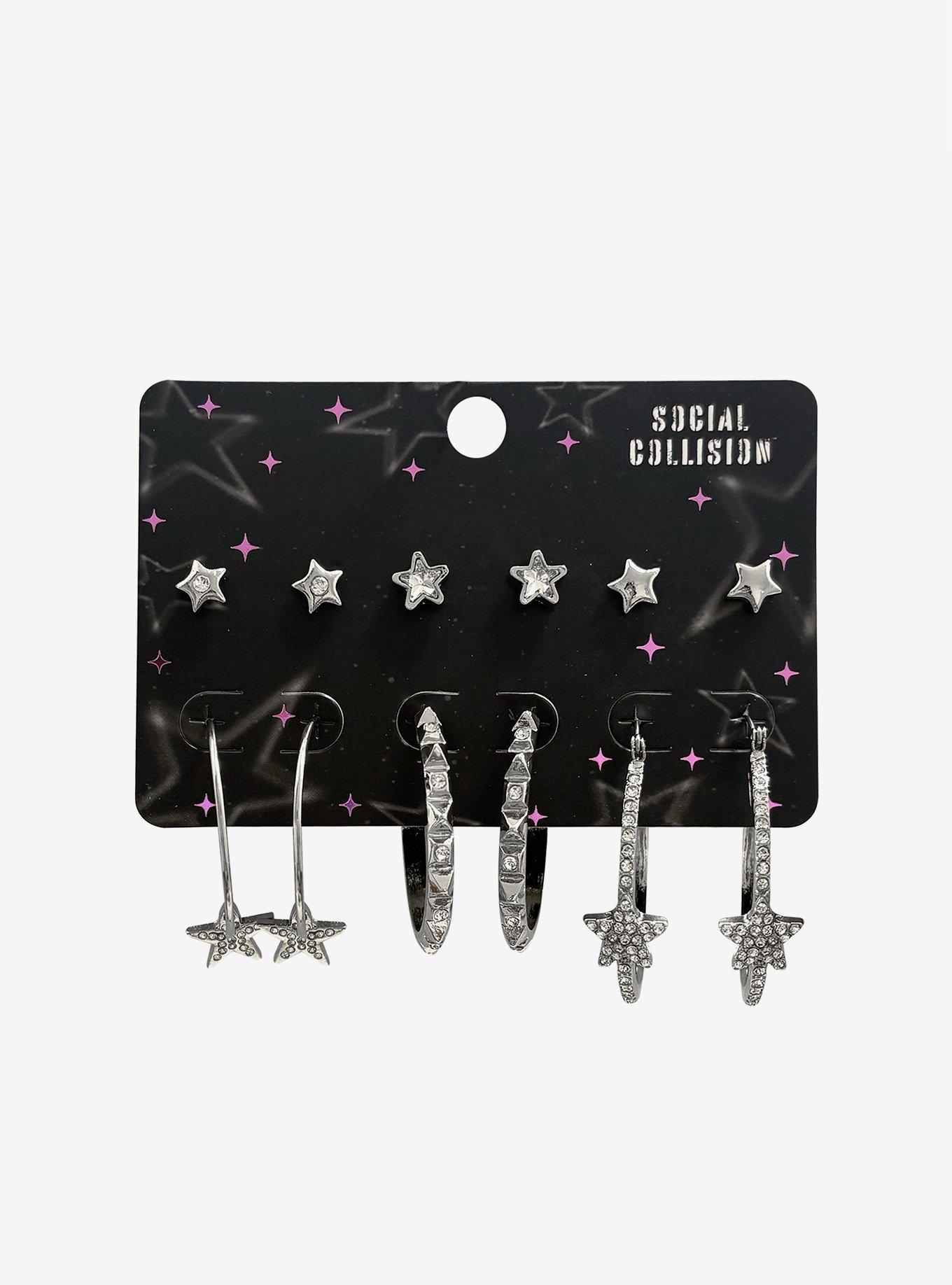 Social Collision Bling Star Earring Set, , hi-res
