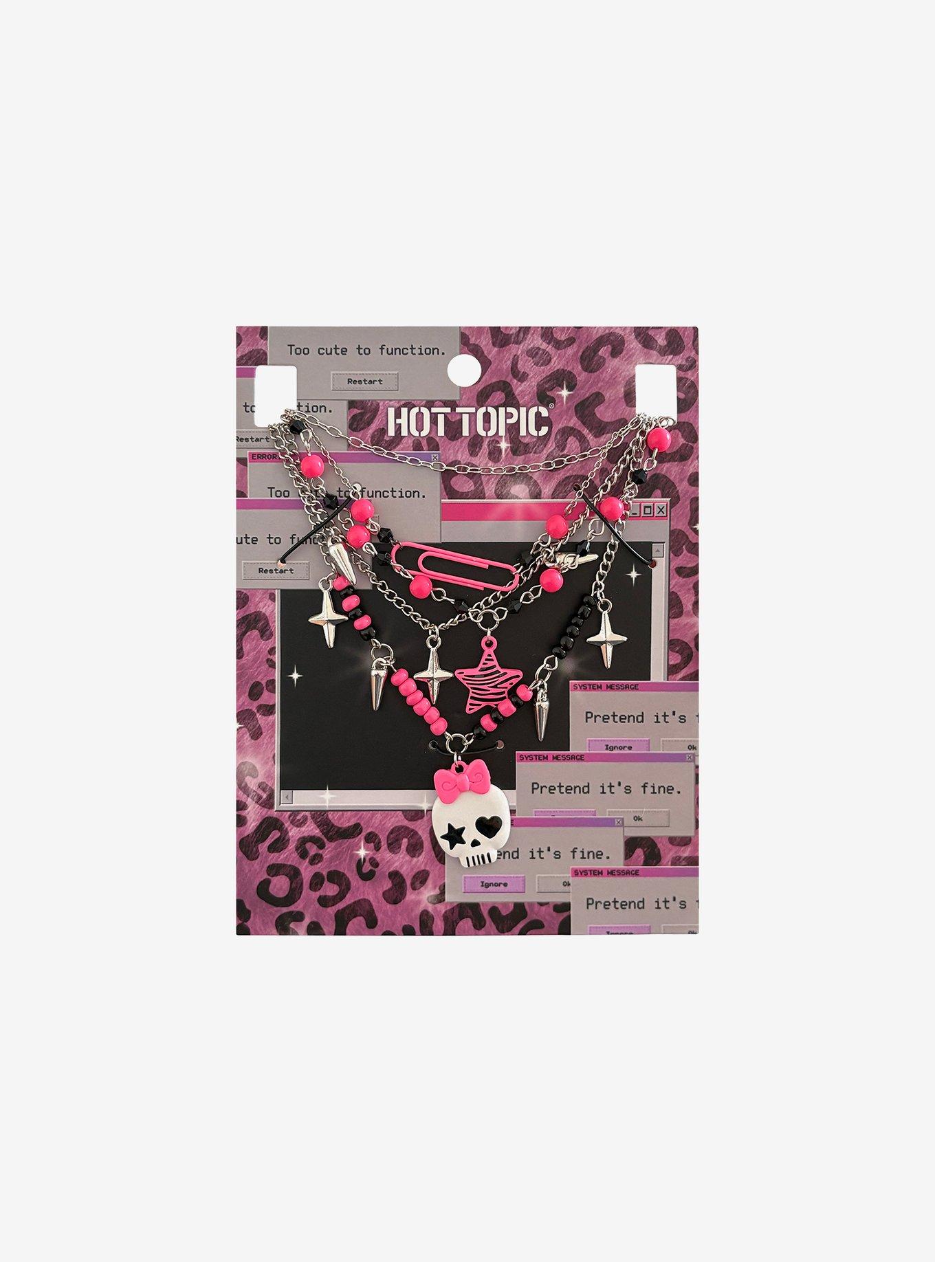 Black & Pink Scene Icons Necklace Set, , hi-res