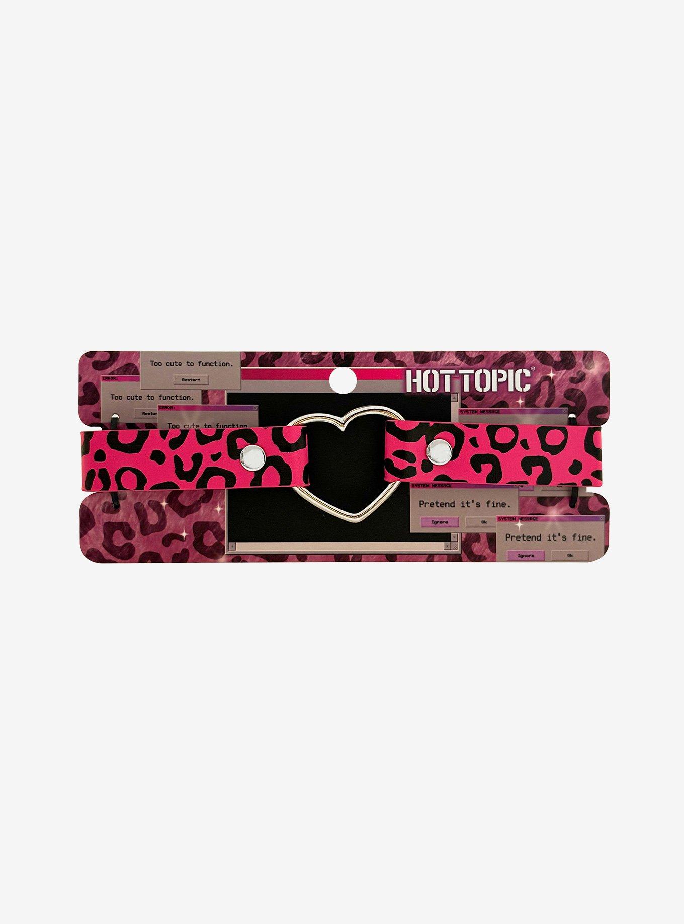 Pink Leopard Heart Choker, , hi-res
