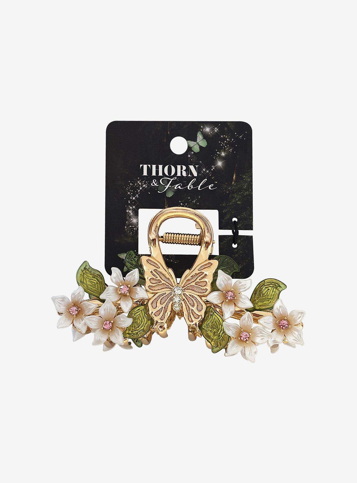Thorn & Fable Butterfly Flower Claw Hair Clip, , hi-res