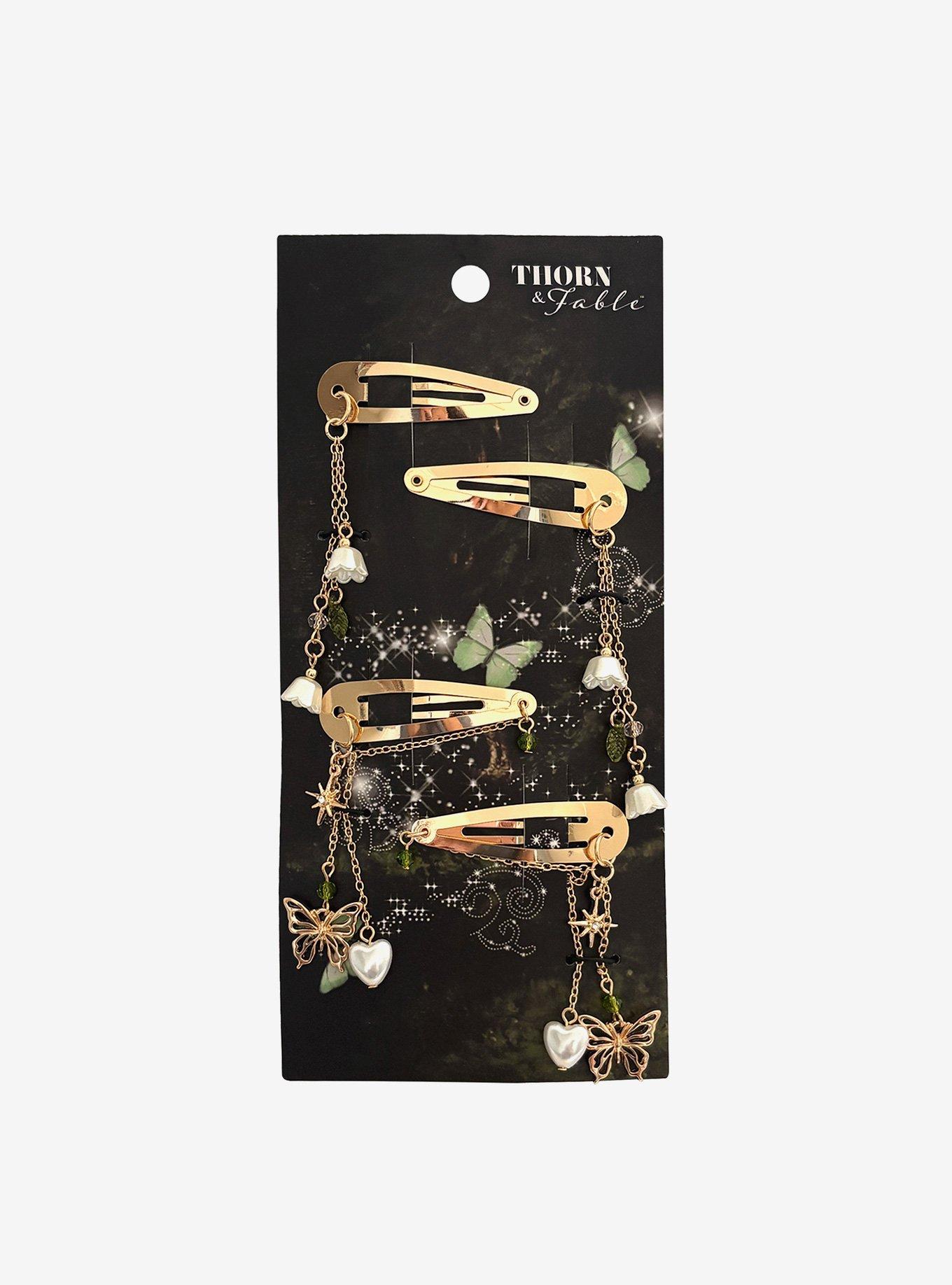 Thorn & Fable Butterfly Flower Hair Clip Set, , hi-res
