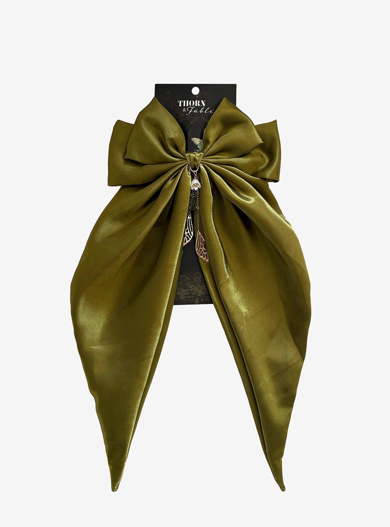 Thorn & Fable Green Butterfly Hair Bow, , hi-res