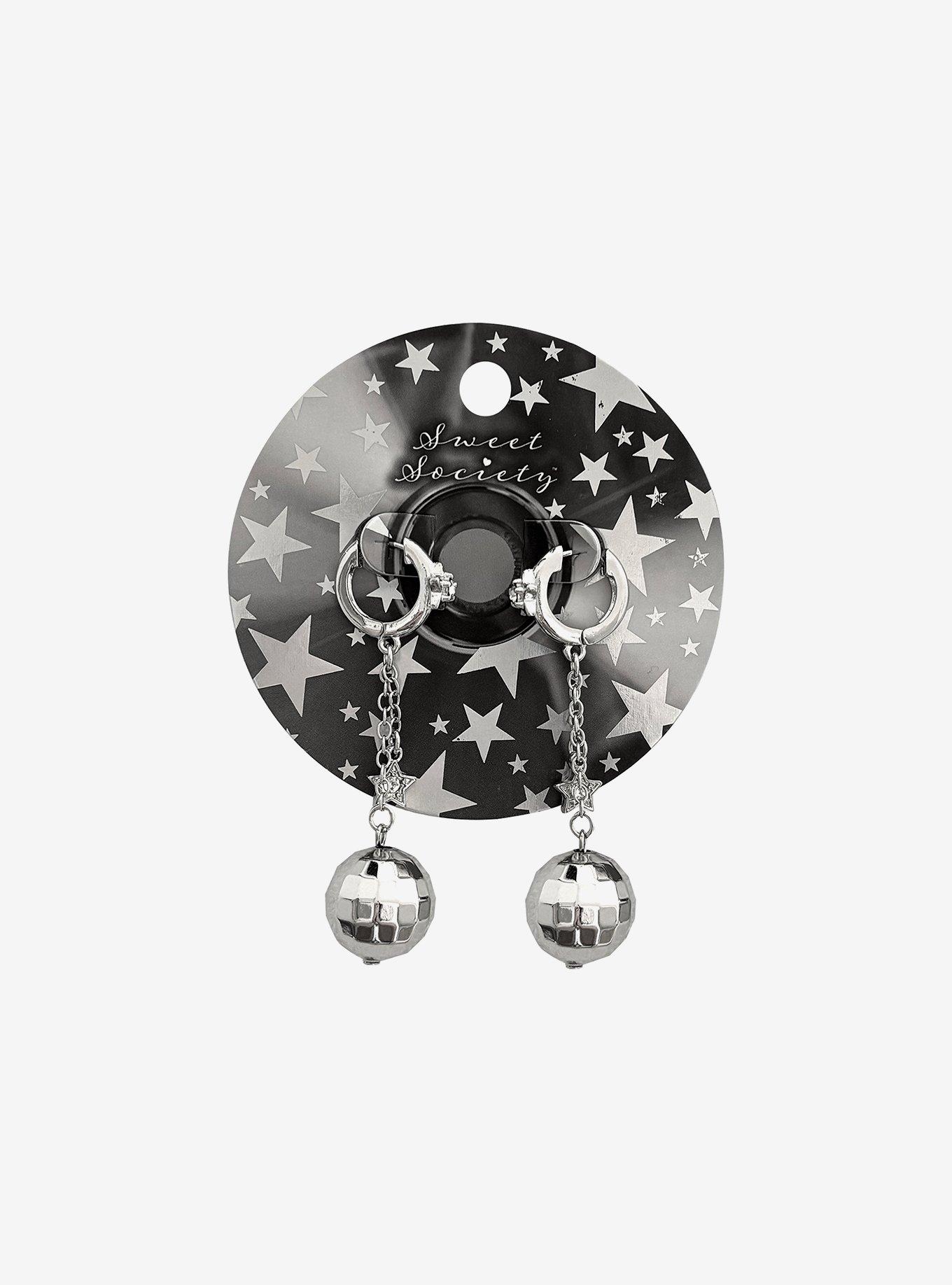 Sweet Society Disco Ball Huggie Hoop Earrings, , hi-res