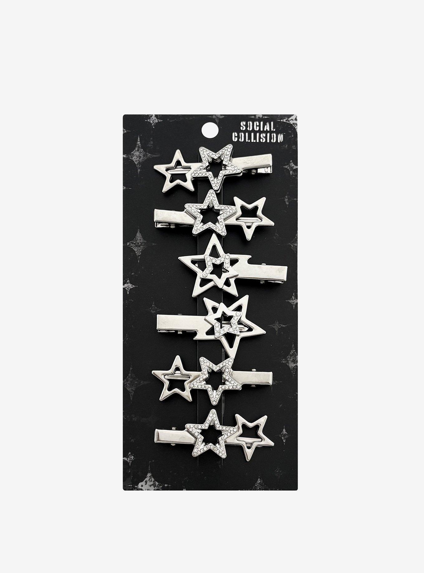 Social Collision Bling Star Hair Clip Set, , hi-res