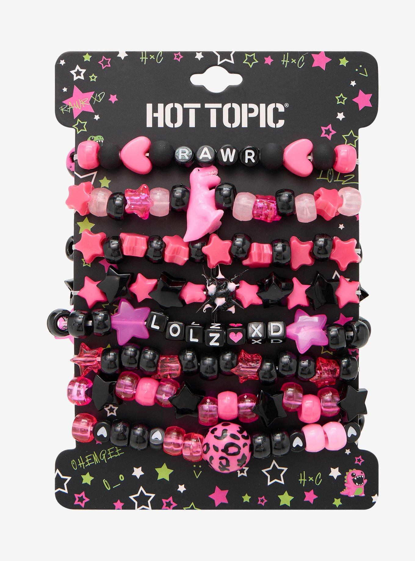 Pink & Black Star Scene Bead Bracelet Set, , hi-res
