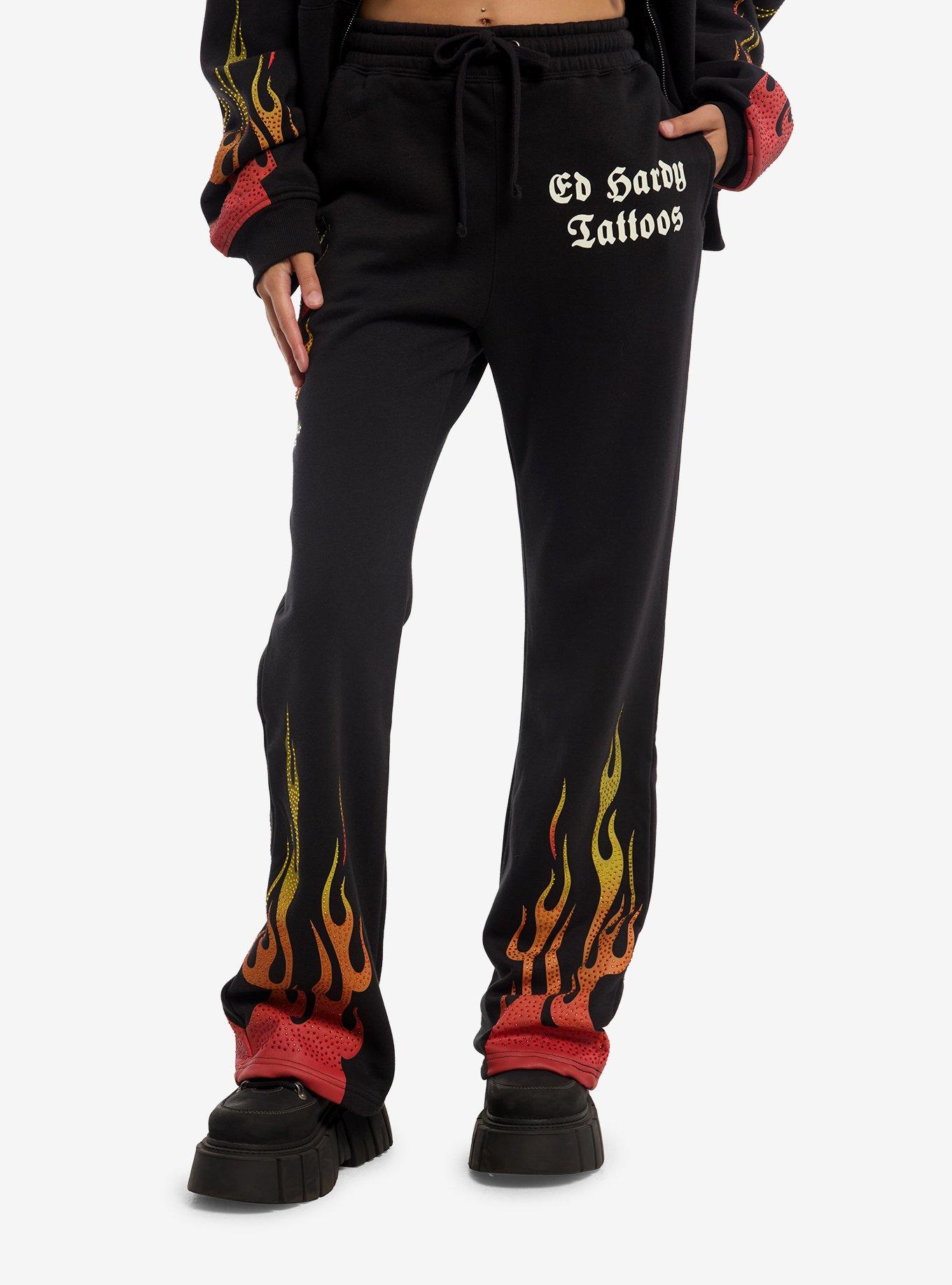 Ed Hardy Flame & Skull Rhinestone Lounge Pants, , hi-res